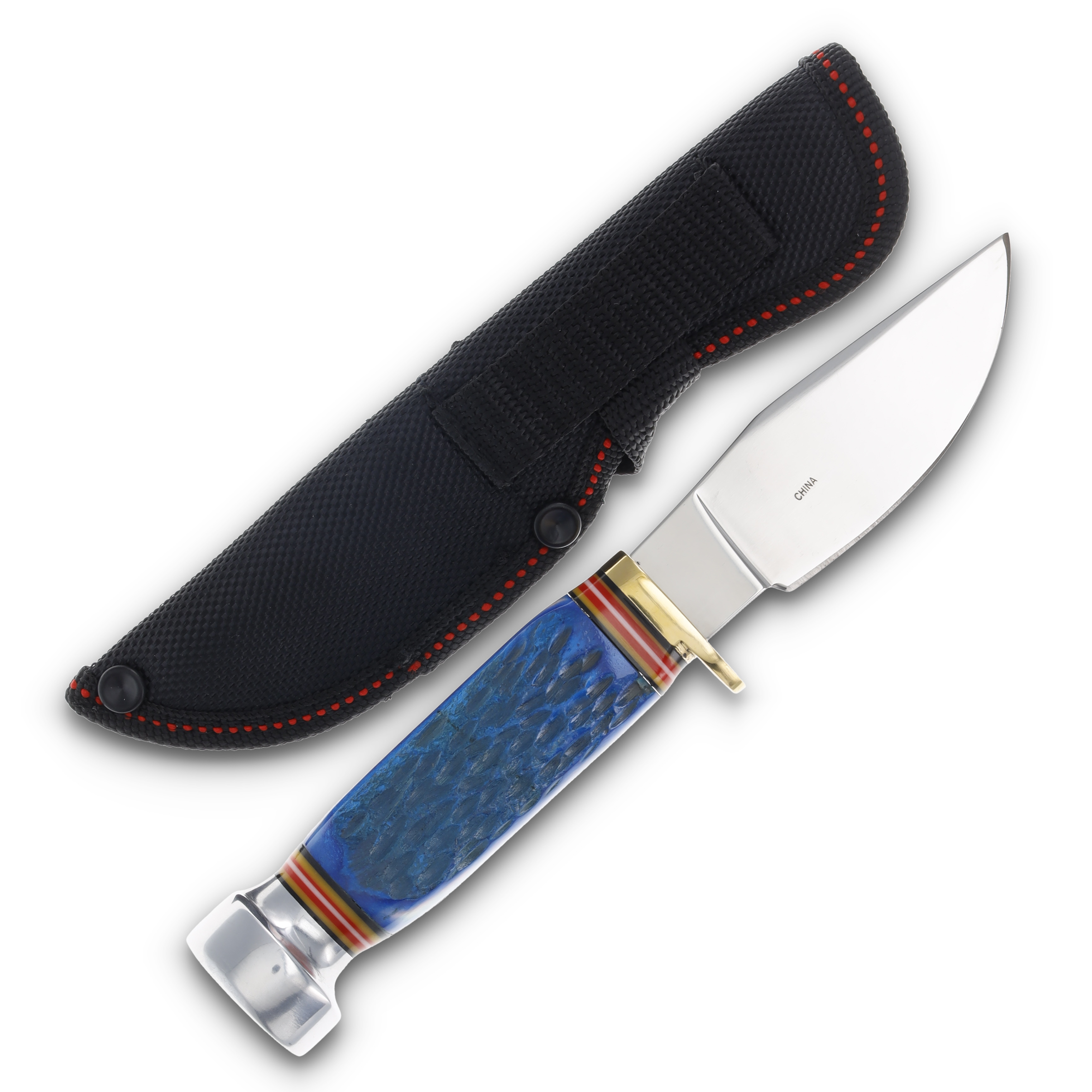 Frost Steel Warrior 8in Buck Skinner Blue Jigged Bone Fixed Blade FRSW113CBJ View 2