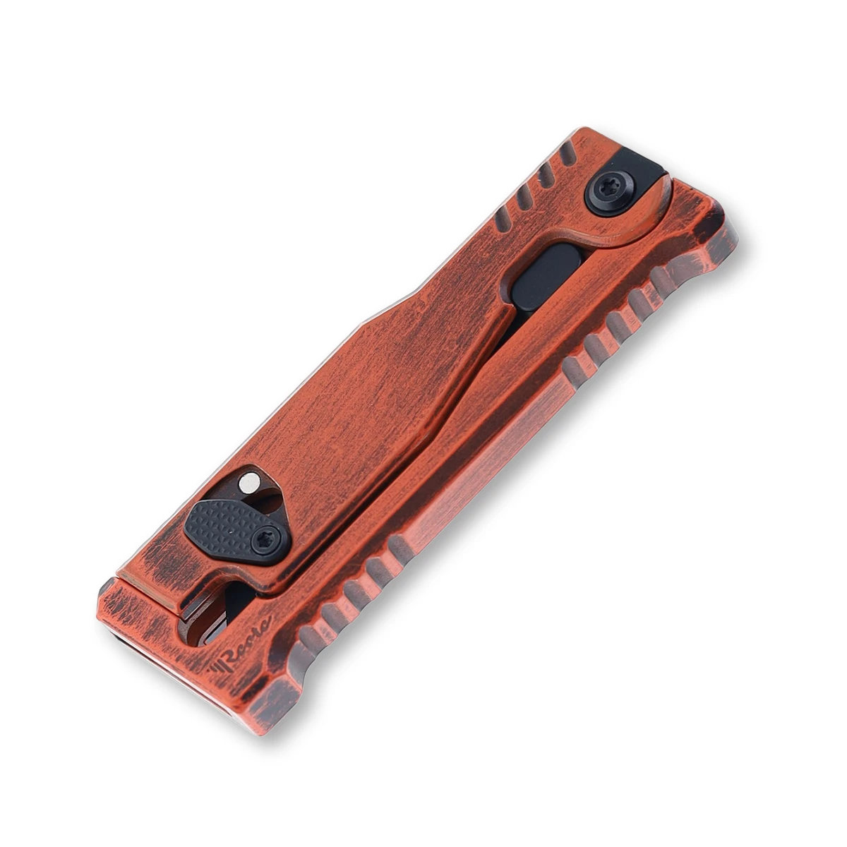 REATE EXO-U Gravity Knife Orange 2.4in Plain Dual Finish Wharncliffe View 4