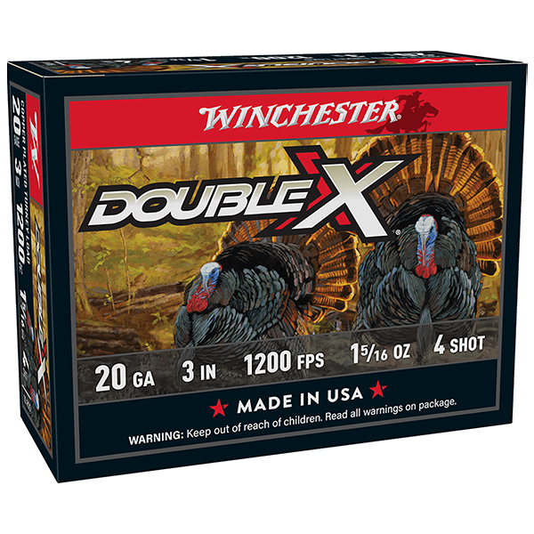 Winchester Double X Turkey 20 Gauge Shotshell 10 Rounds 3in 1-5/16oz #4 Shot Double X High Velocity Copper Plated Lead Shot STH2034 View 1