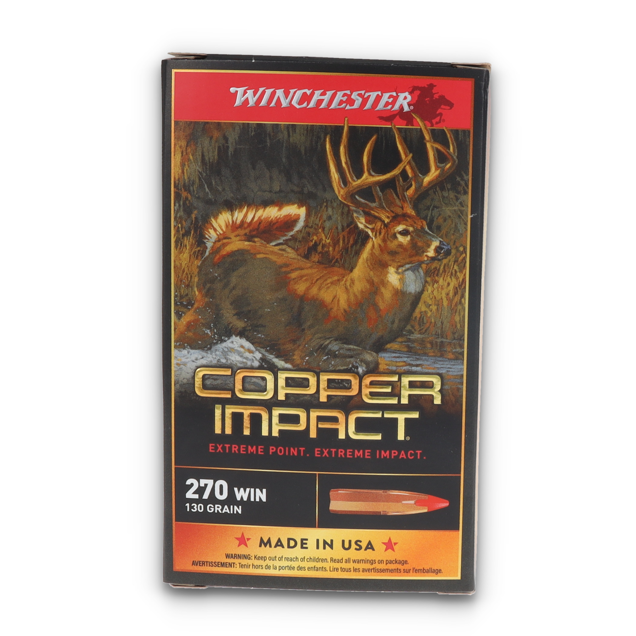 Winchester Copper Impact .270 Win 130gr CEP Lead-Free Brass Ammo 20 Rd X270CLF View 8