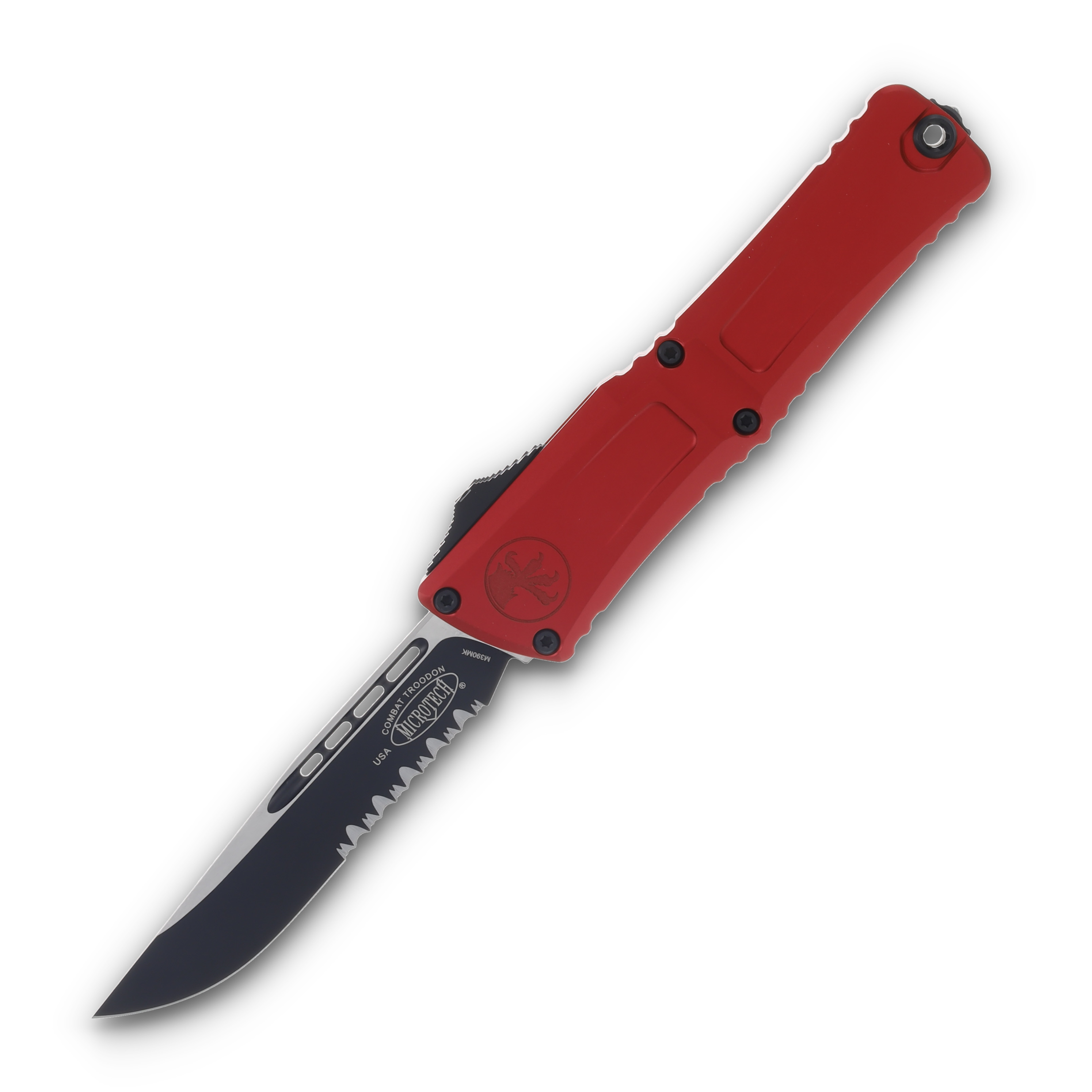 Microtech Combat Troodon S/E Gen III Red Part Serrated Black Drop Point AUMT11432RD View 1
