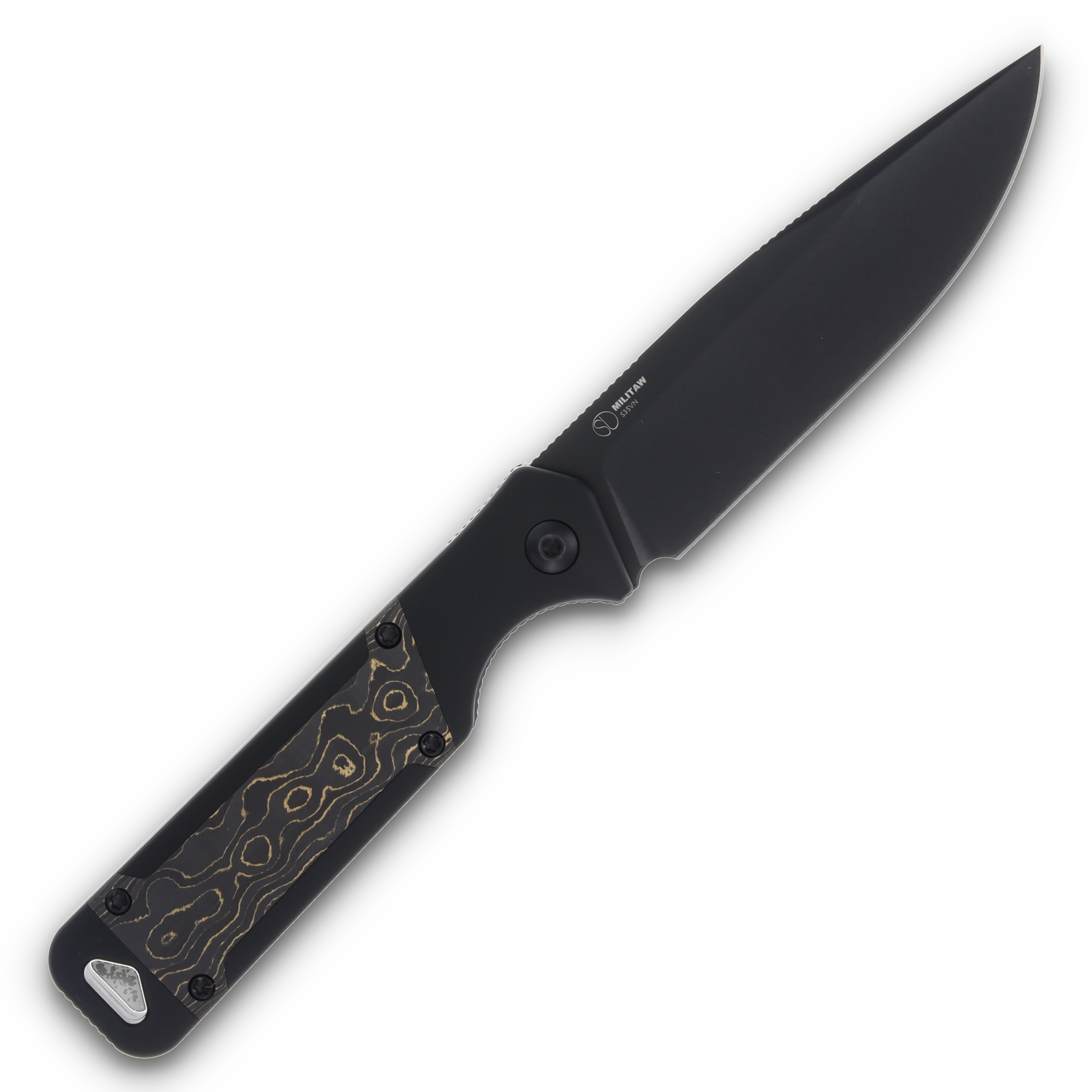Kizer Militaw Fixed Blade Knife Gold Camo 4.35in Plain Black Drop Point 1067A1 View 4