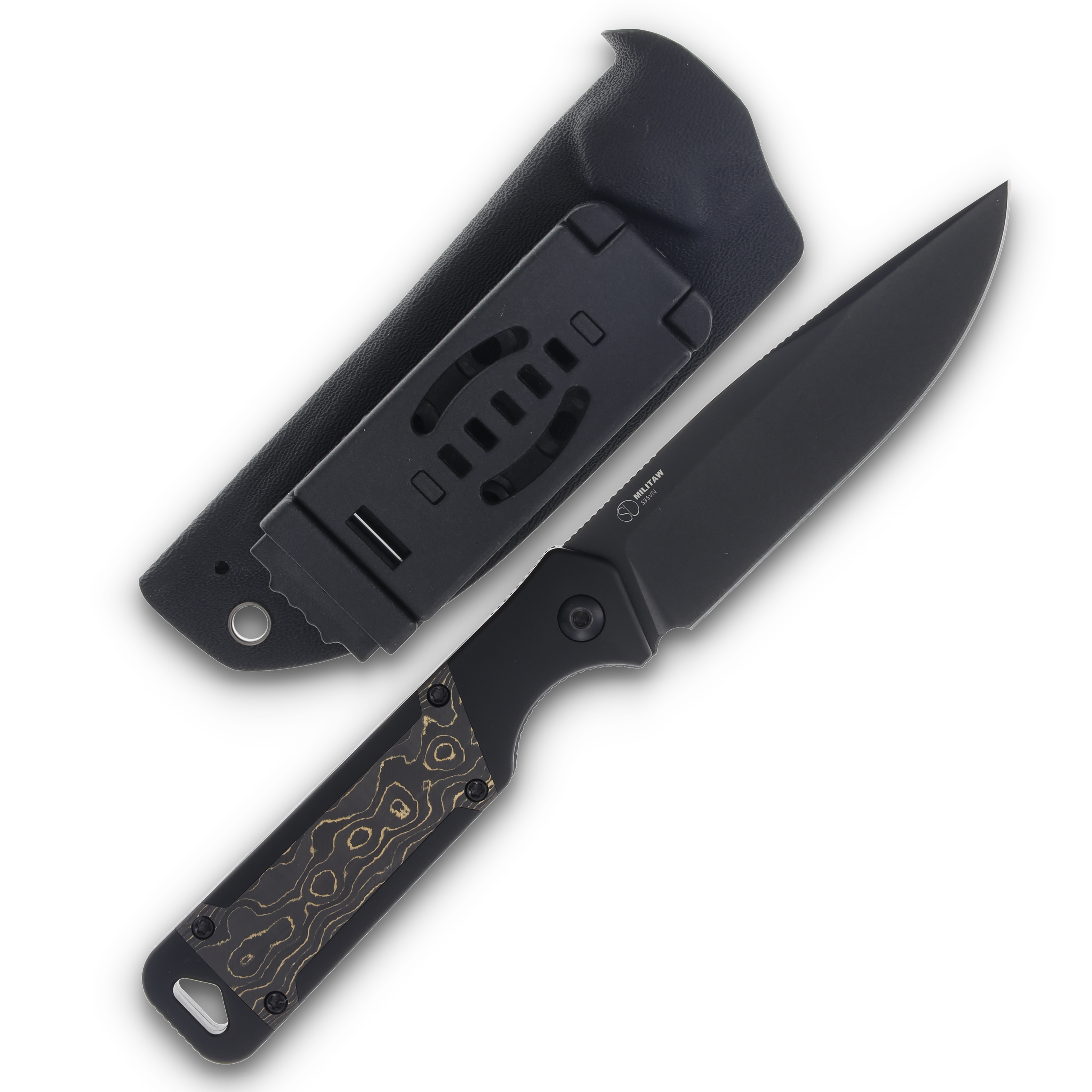 Kizer Militaw Fixed Blade Knife Gold Camo 4.35in Plain Black Drop Point 1067A1 View 2