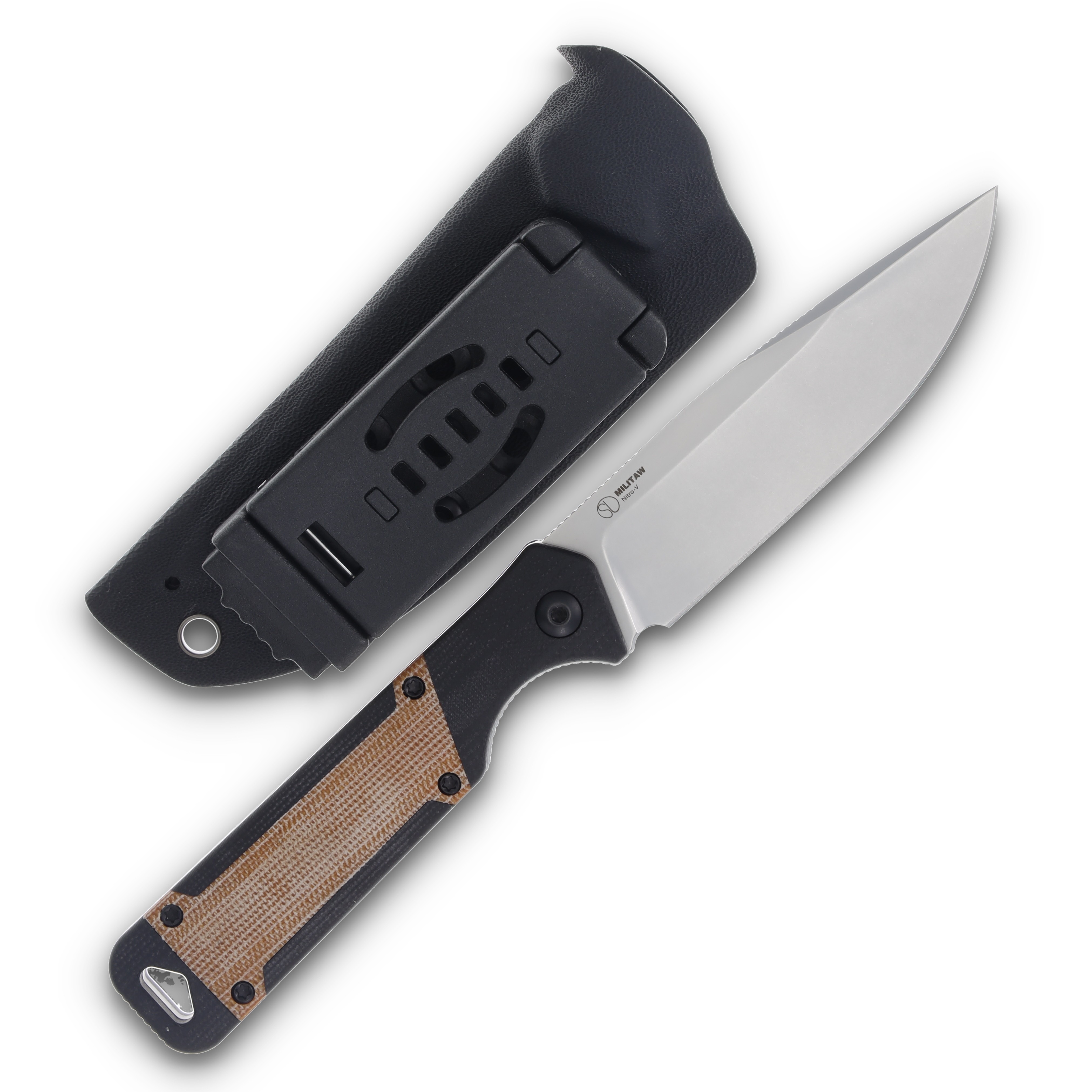 Kizer Militaw Brown and Black 3.83 Inch Plain Satin Drop Point 1067A2 View 2