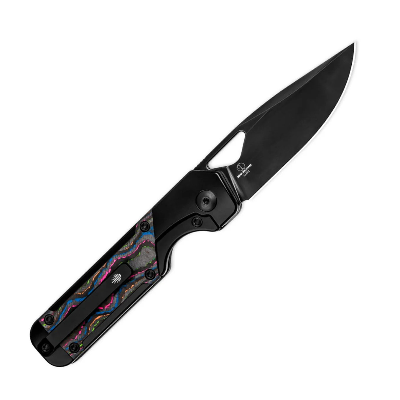 Kizer Mini Militaw 80s Camo 2.82 Inch Plain Black Drop Point KI3634SA1 View 2