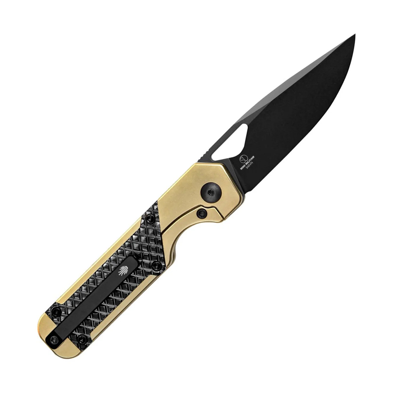 Kizer Mini Militaw Gold and Black 2.82 Inch Plain Black Drop Point KI3634SA3 View 2
