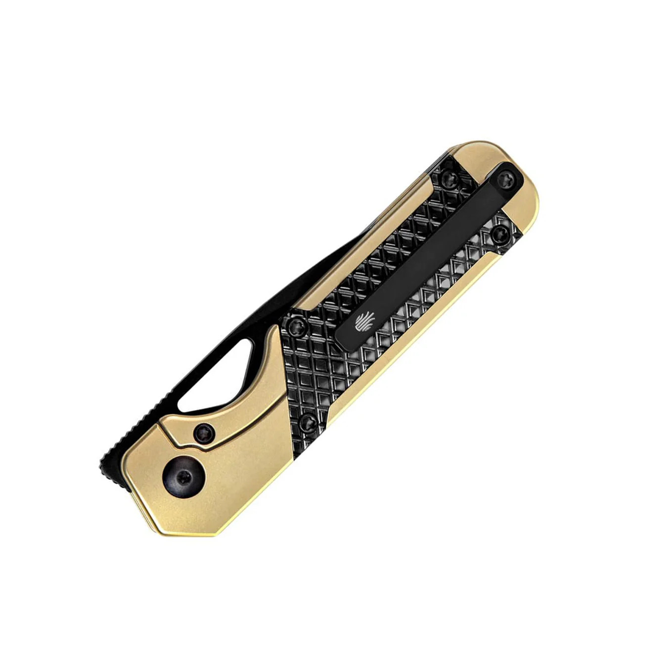Kizer Mini Militaw Gold and Black 2.82 Inch Plain Black Drop Point KI3634SA3 View 4