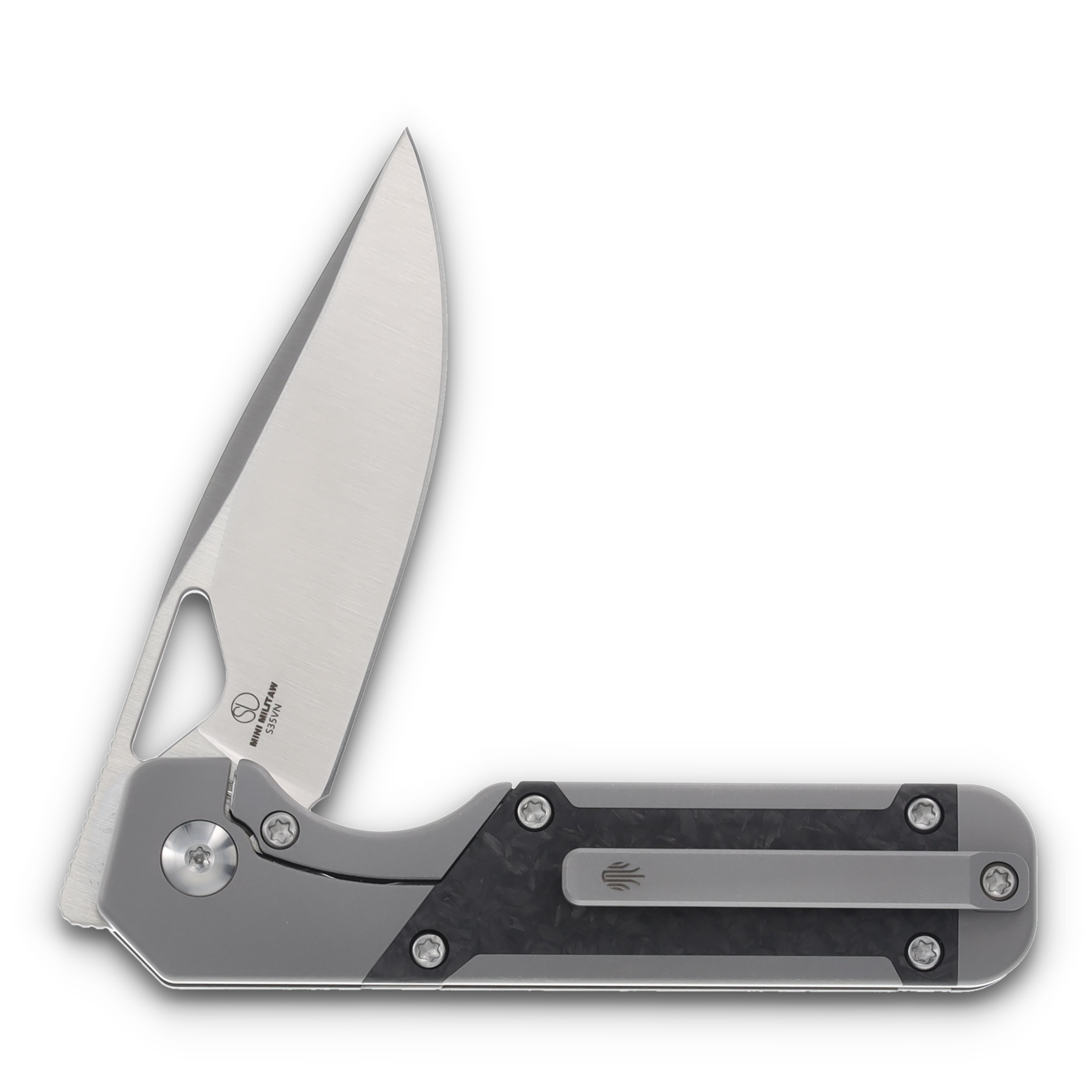 Kizer Mini Militaw Gray and Black 2.82in Plain Satin Drop Point KI3634SA4 View 4