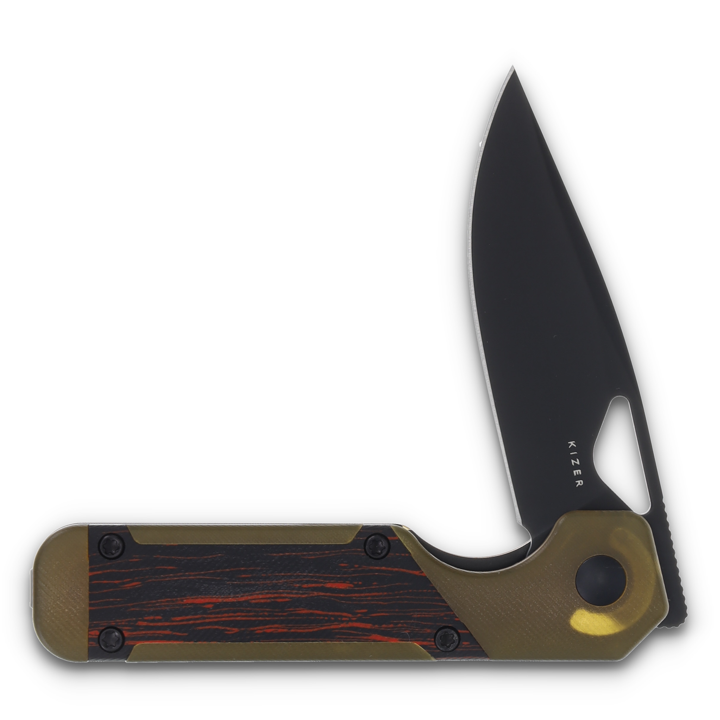Kizer Mini Militaw Folding Knife 2.82 Inch Plain Black Drop Point V3634SA1 View 3