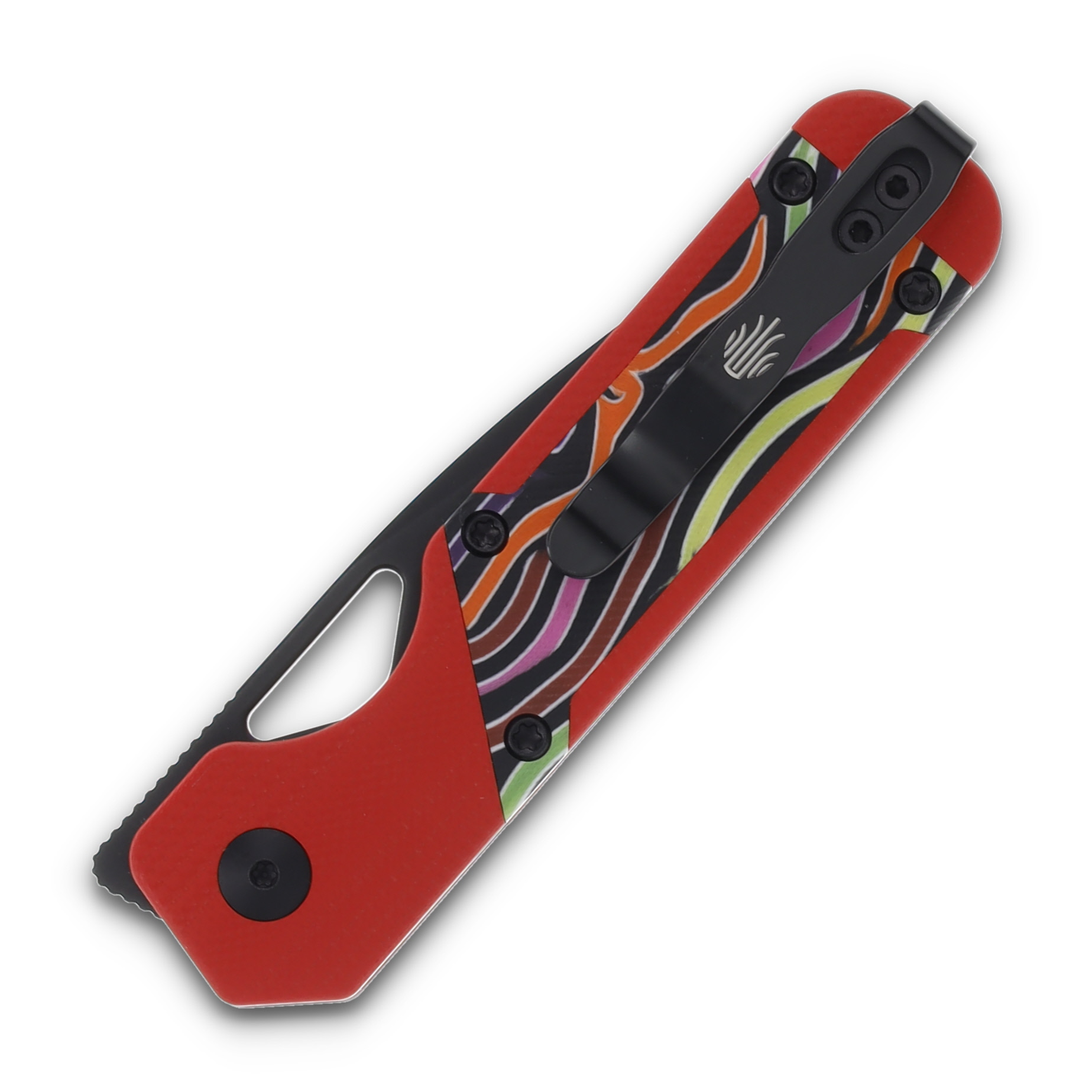 Kizer Mini Militaw Red Party Streamers 2.82in Plain Black Drop Point V3634SA2 View 6