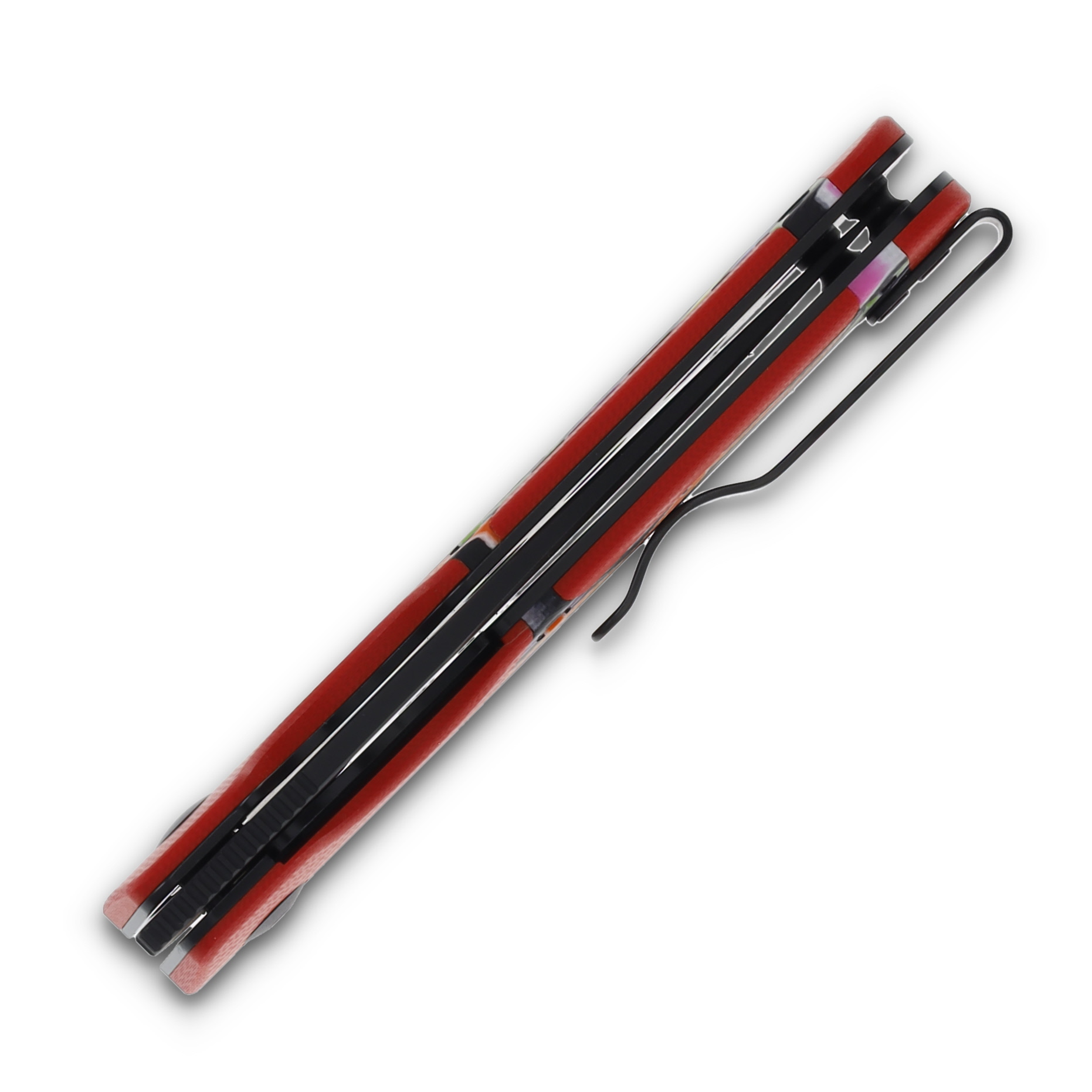 Kizer Mini Militaw Red Party Streamers 2.82in Plain Black Drop Point V3634SA2 View 7