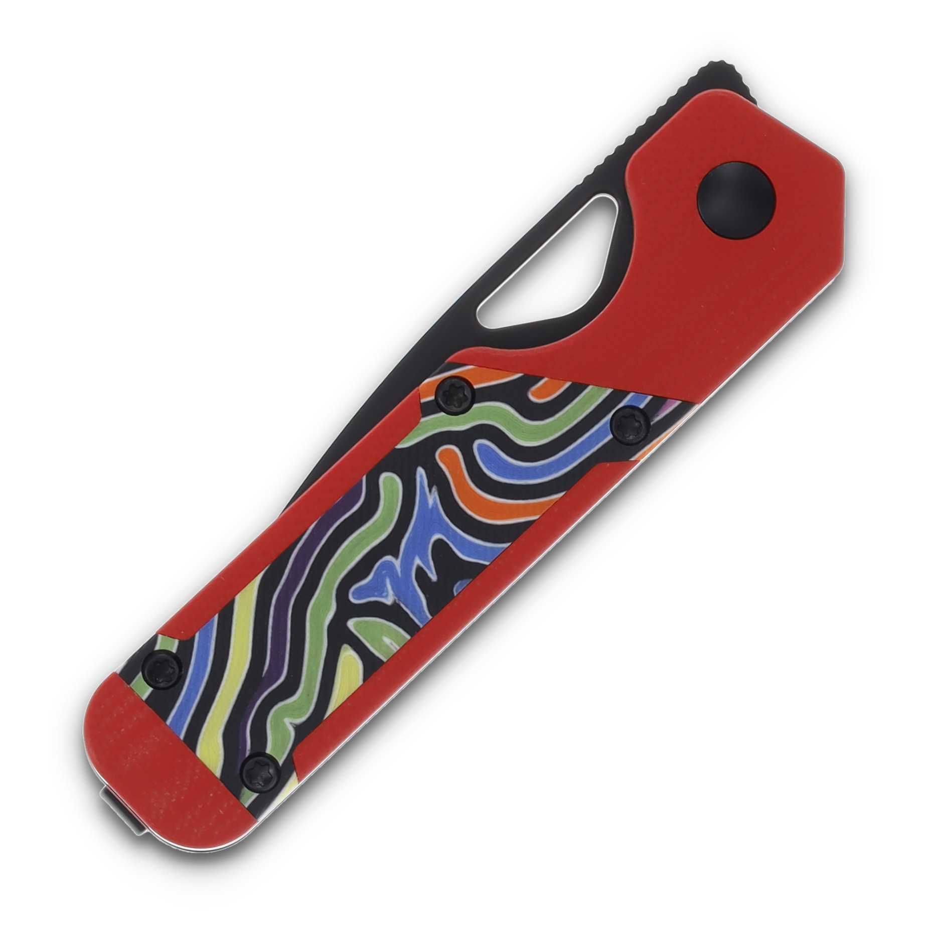 Kizer Mini Militaw Red Party Streamers 2.82in Plain Black Drop Point V3634SA2 View 5