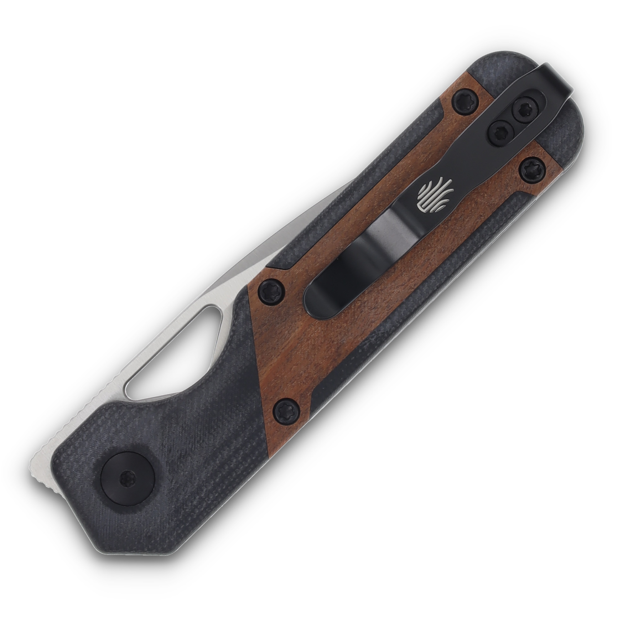 Kizer Mini Militaw Mikuruti Wood Black G-10 2.82in Plain Satin Drop Point V3634SA4 View 6