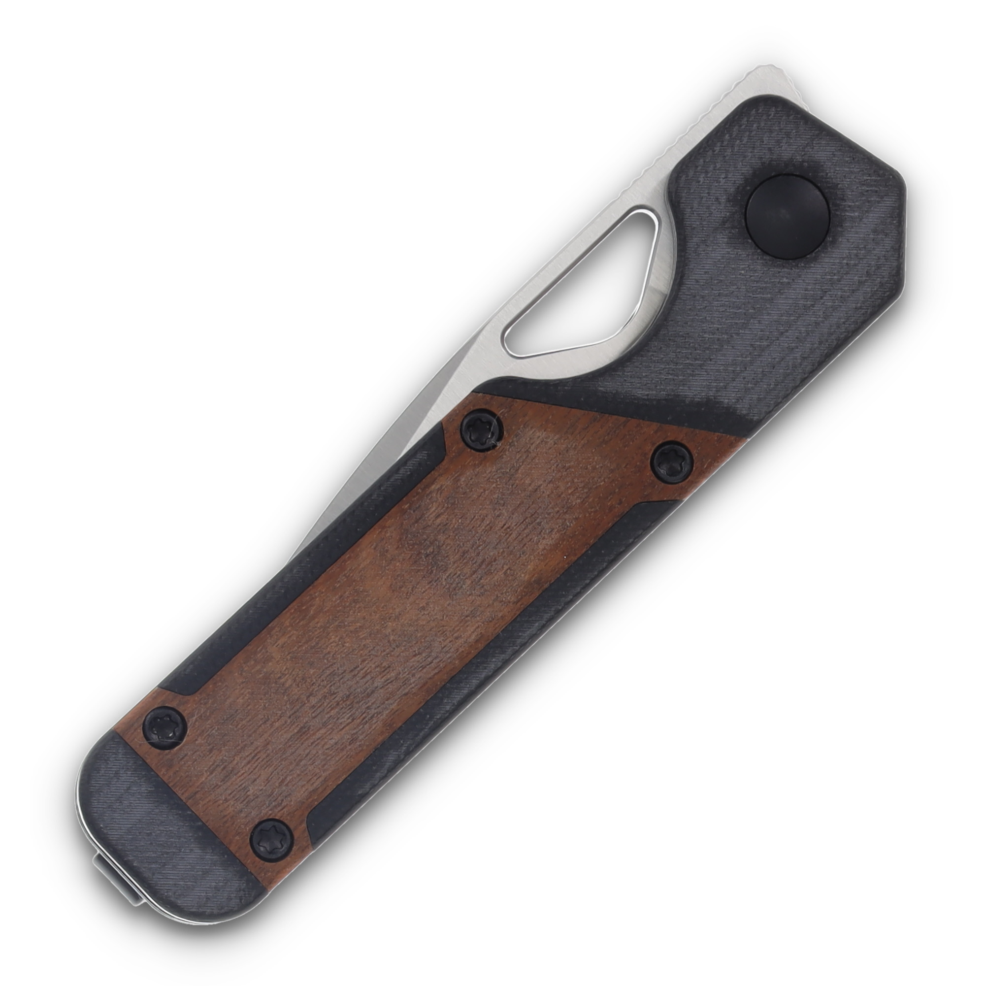 Kizer Mini Militaw Mikuruti Wood Black G-10 2.82in Plain Satin Drop Point V3634SA4 View 5