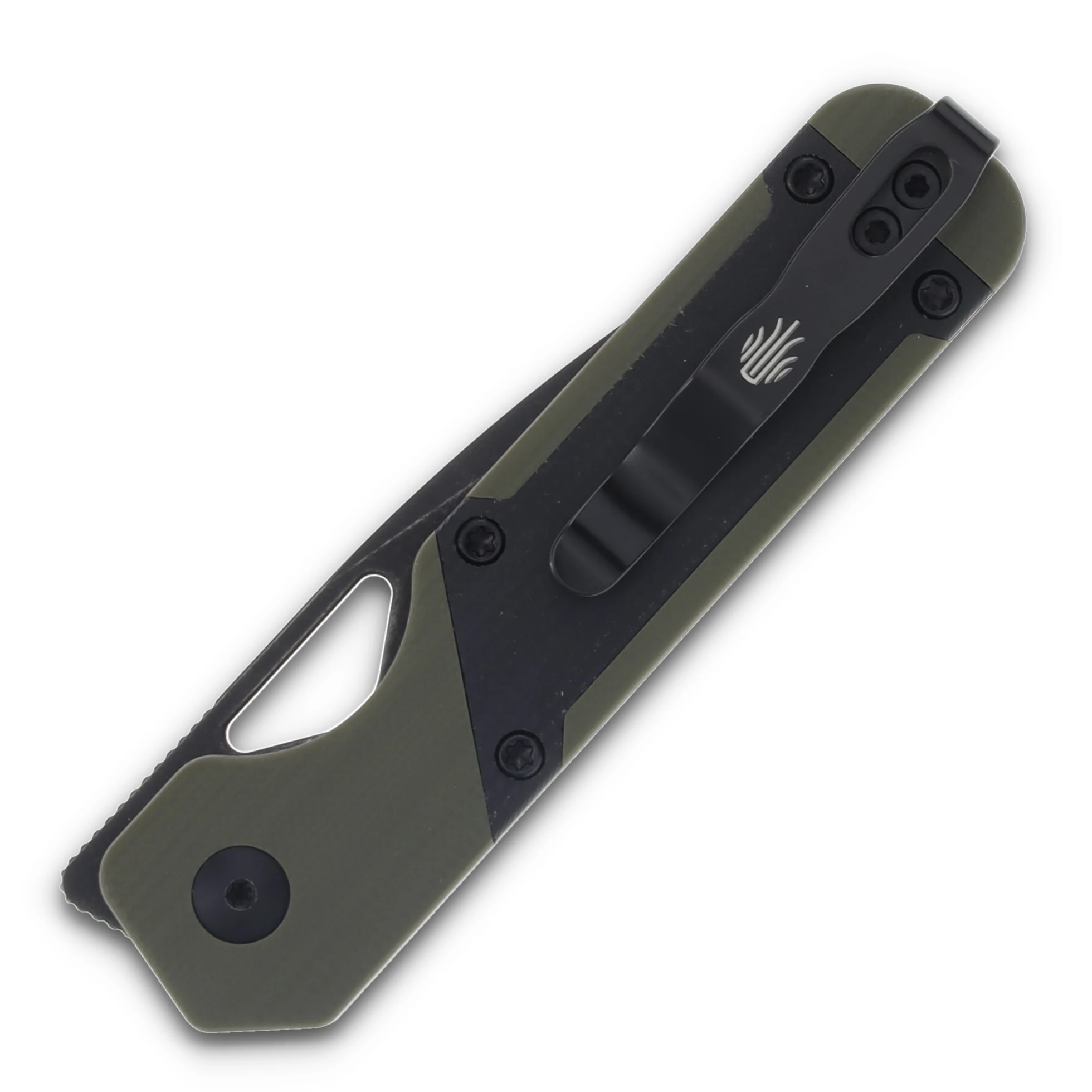 Kizer Mini Militaw Green and Black 2.82 Inch Plain Black Drop Point V3634SA5 View 6
