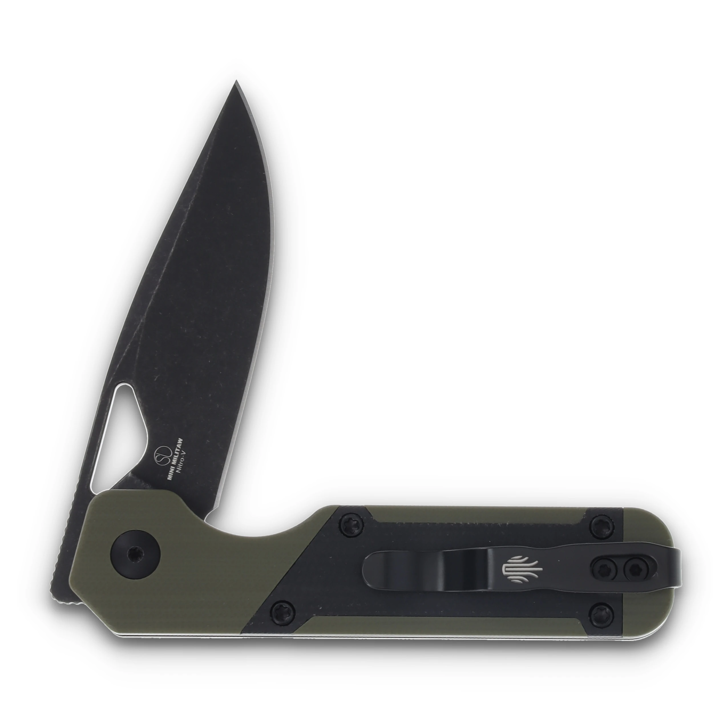 Kizer Mini Militaw Green and Black 2.82 Inch Plain Black Drop Point V3634SA5 View 4