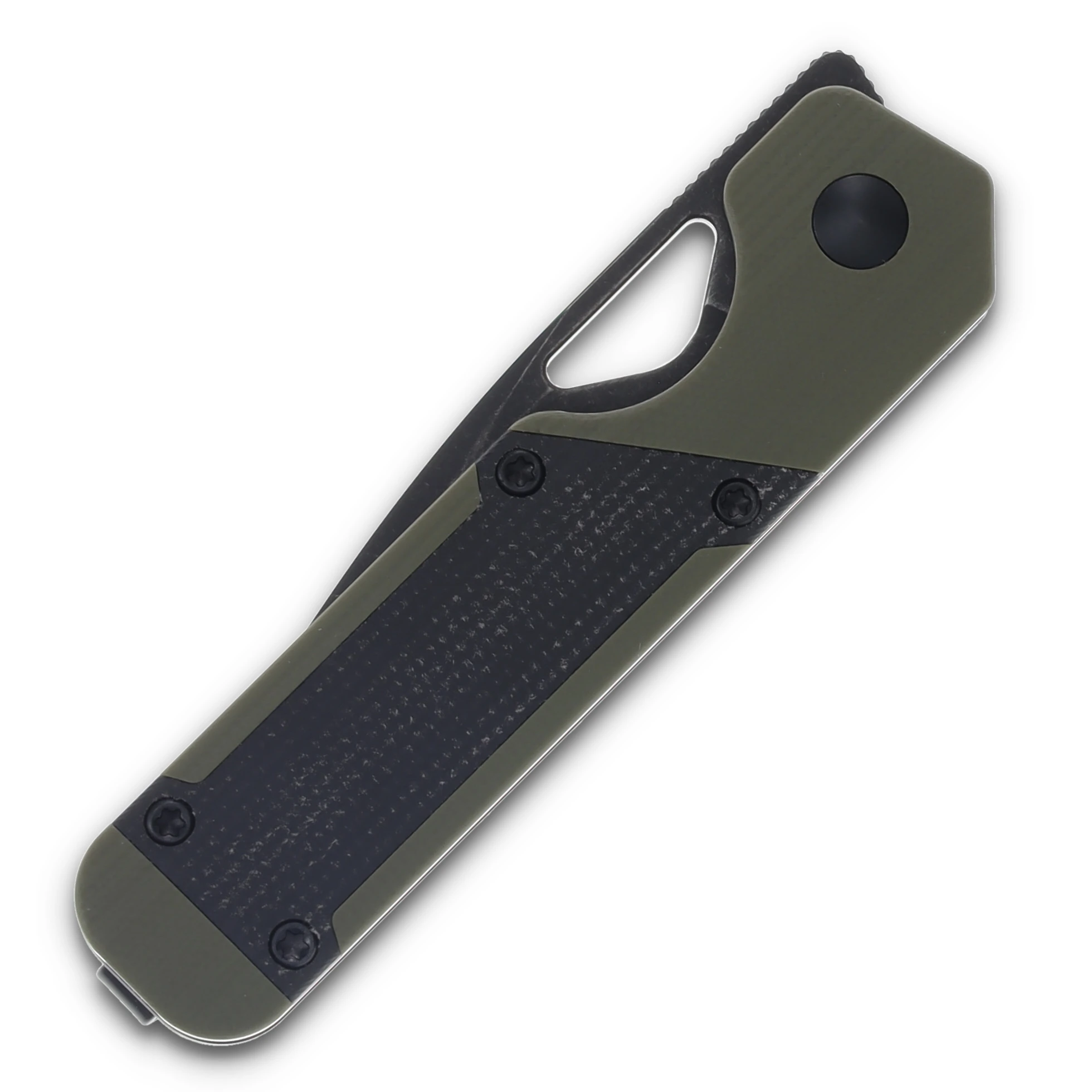 Kizer Mini Militaw Green and Black 2.82 Inch Plain Black Drop Point V3634SA5 View 5