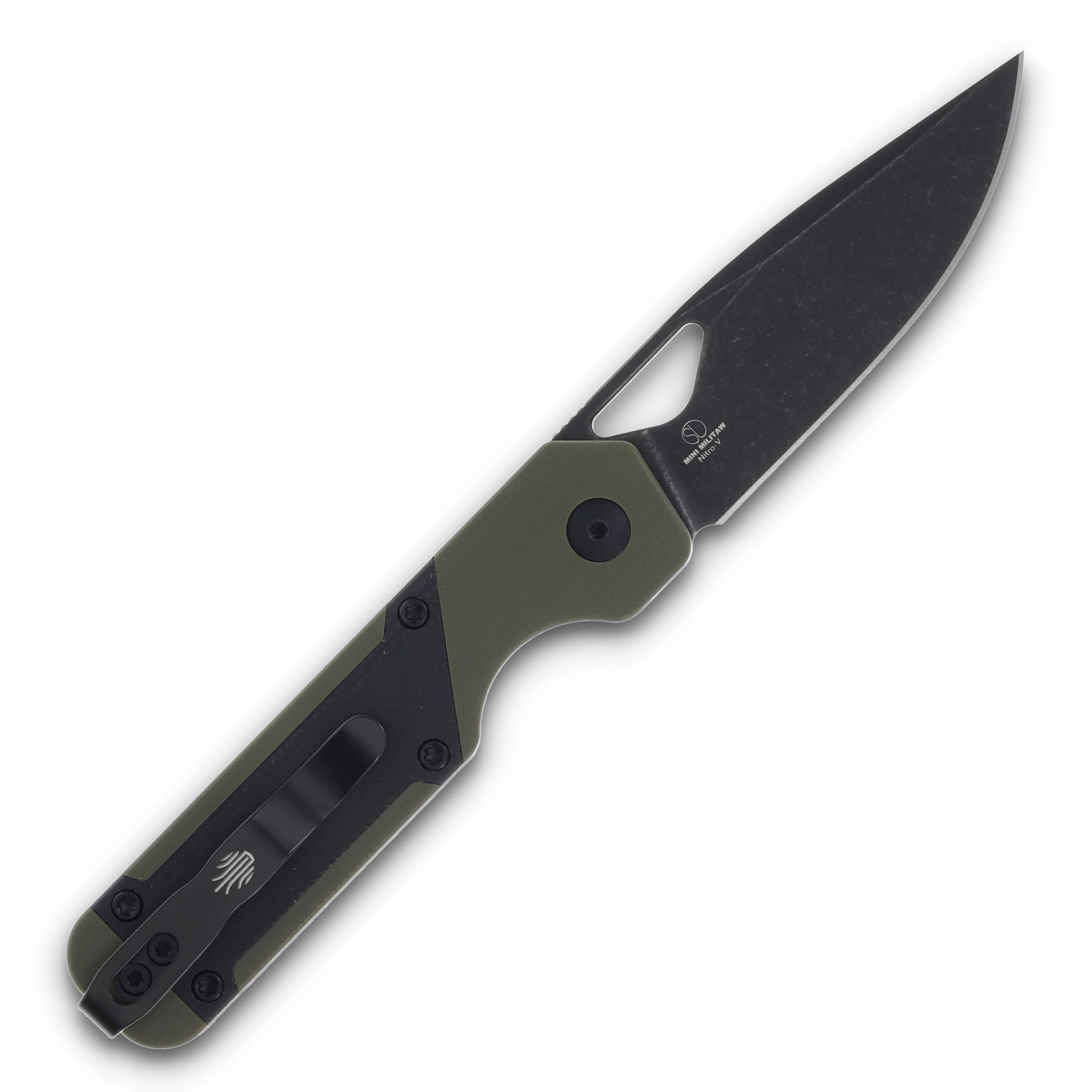 Kizer Mini Militaw Green and Black 2.82 Inch Plain Black Drop Point V3634SA5 View 2