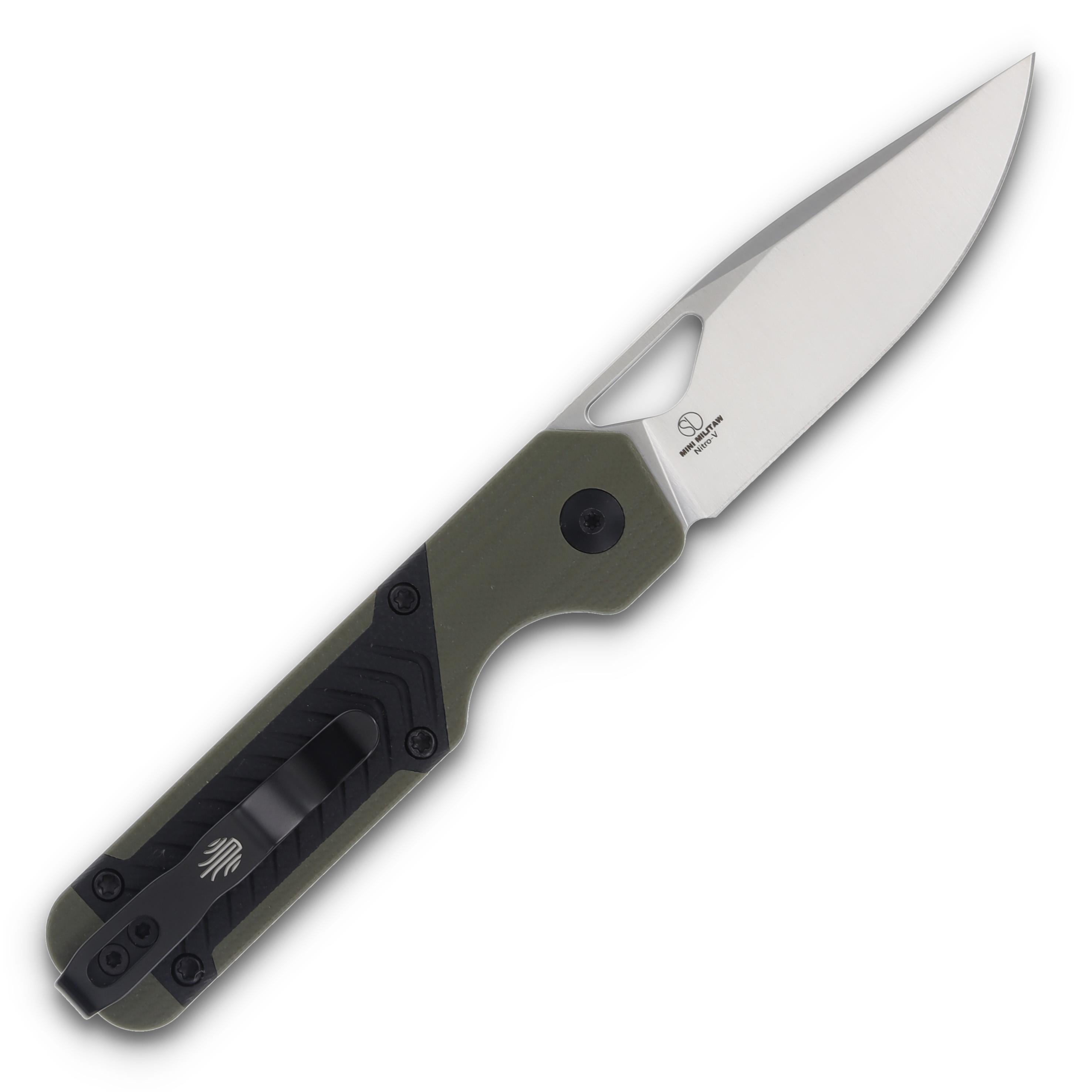 Kizer Mini Militaw Green and Black 2.82 Inch Plain Satin Drop Point V3634SA6 View 2