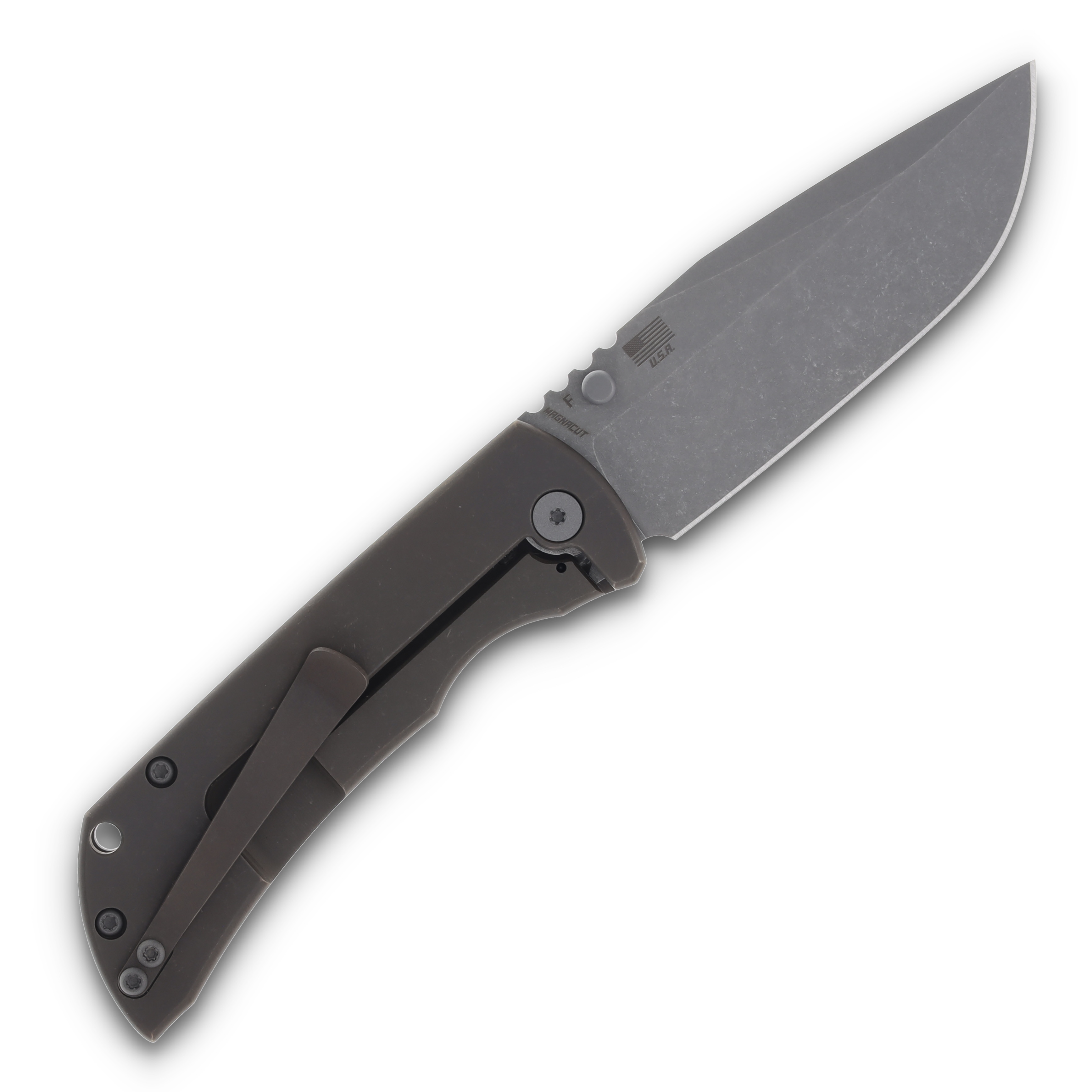 McNee's Custom Knives MAC2 Folding Knife 3.5in Atomic Green Micarta MCNPMMAC235GFAGMI View 2