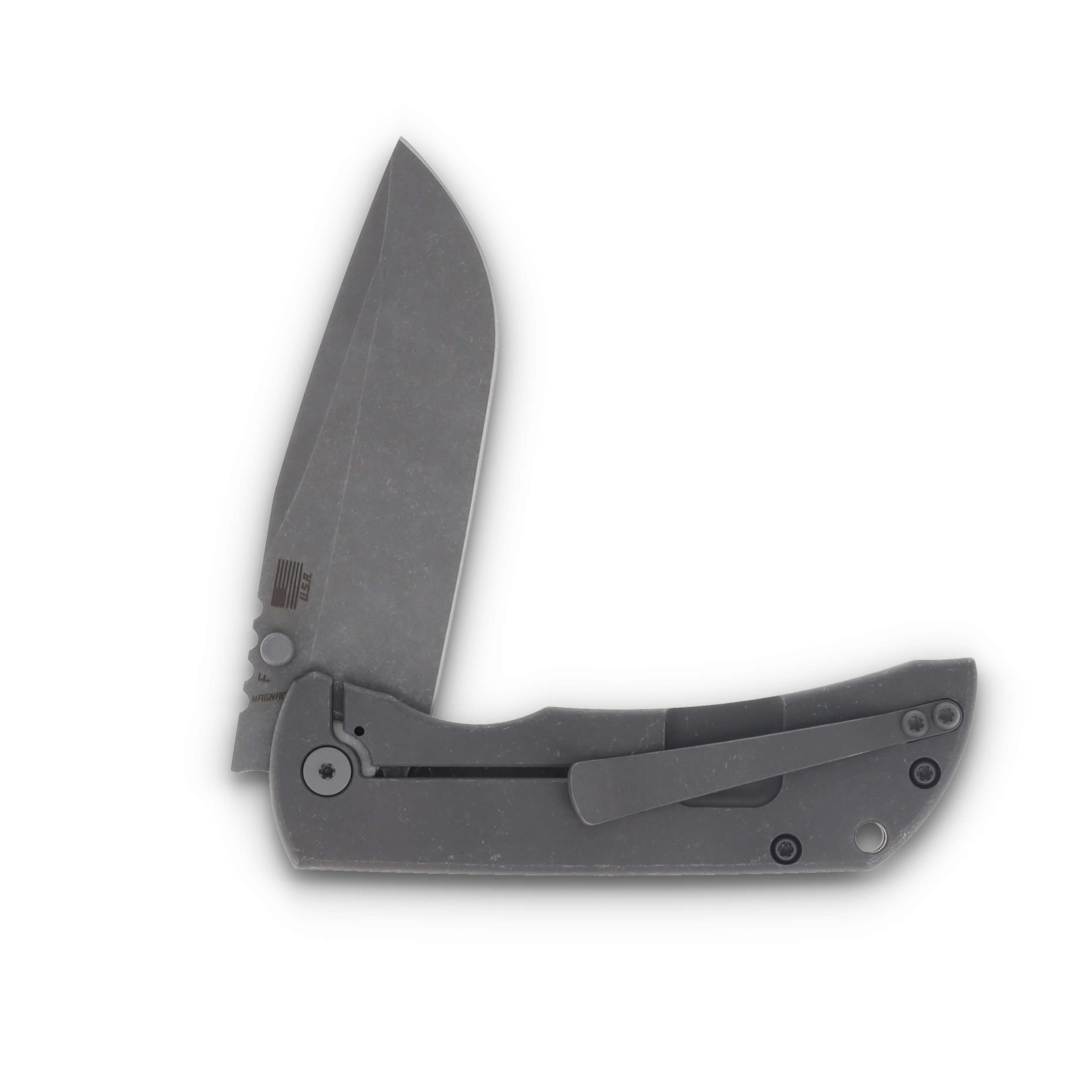 McNee's Custom Knives MAC2 Folding Knife 3.5in Atomic Natural Micarta MCNPMMAC235GFANMI View 4