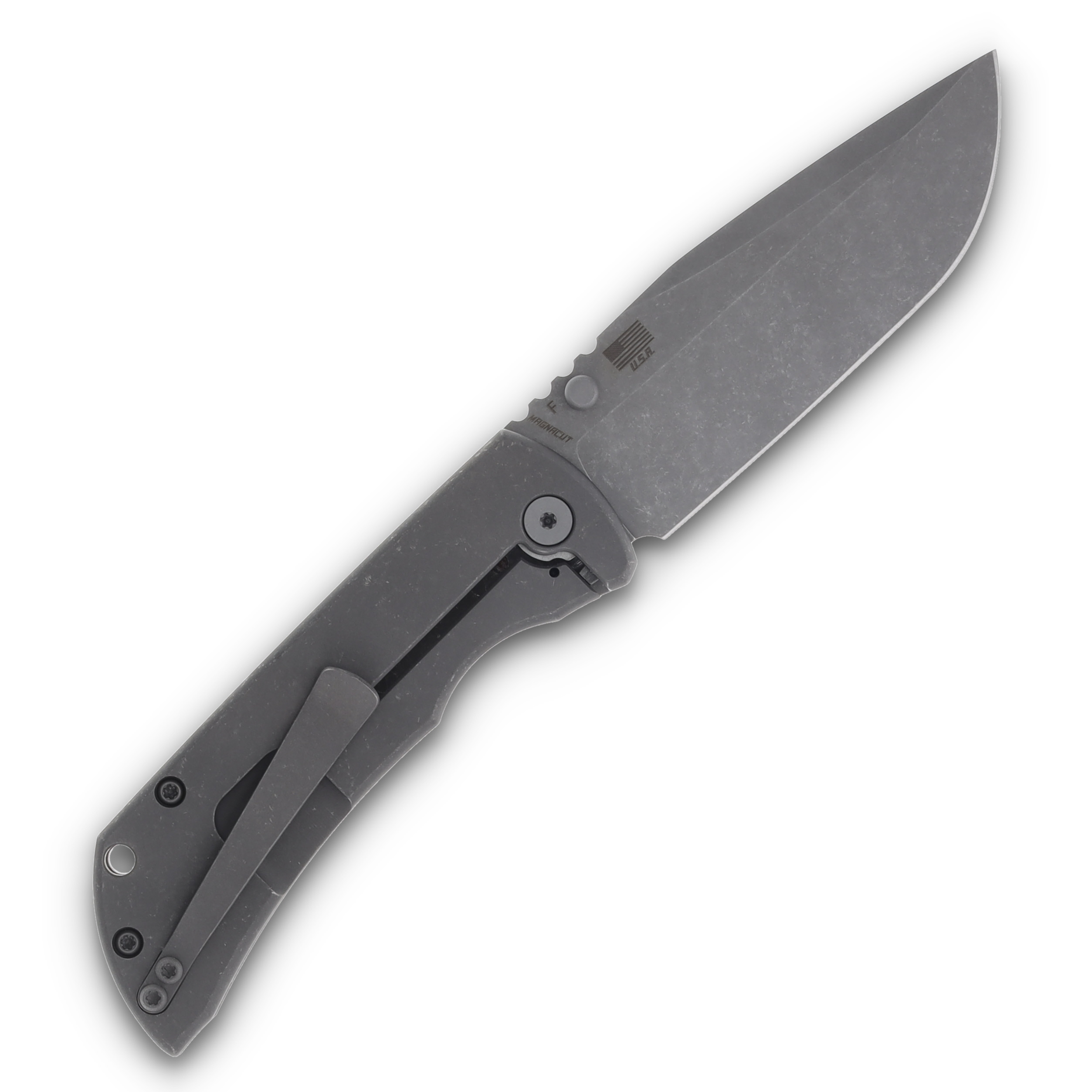 McNee's Custom Knives MAC2 Folding Knife 3.5in Atomic Natural Micarta MCNPMMAC235GFANMI View 2