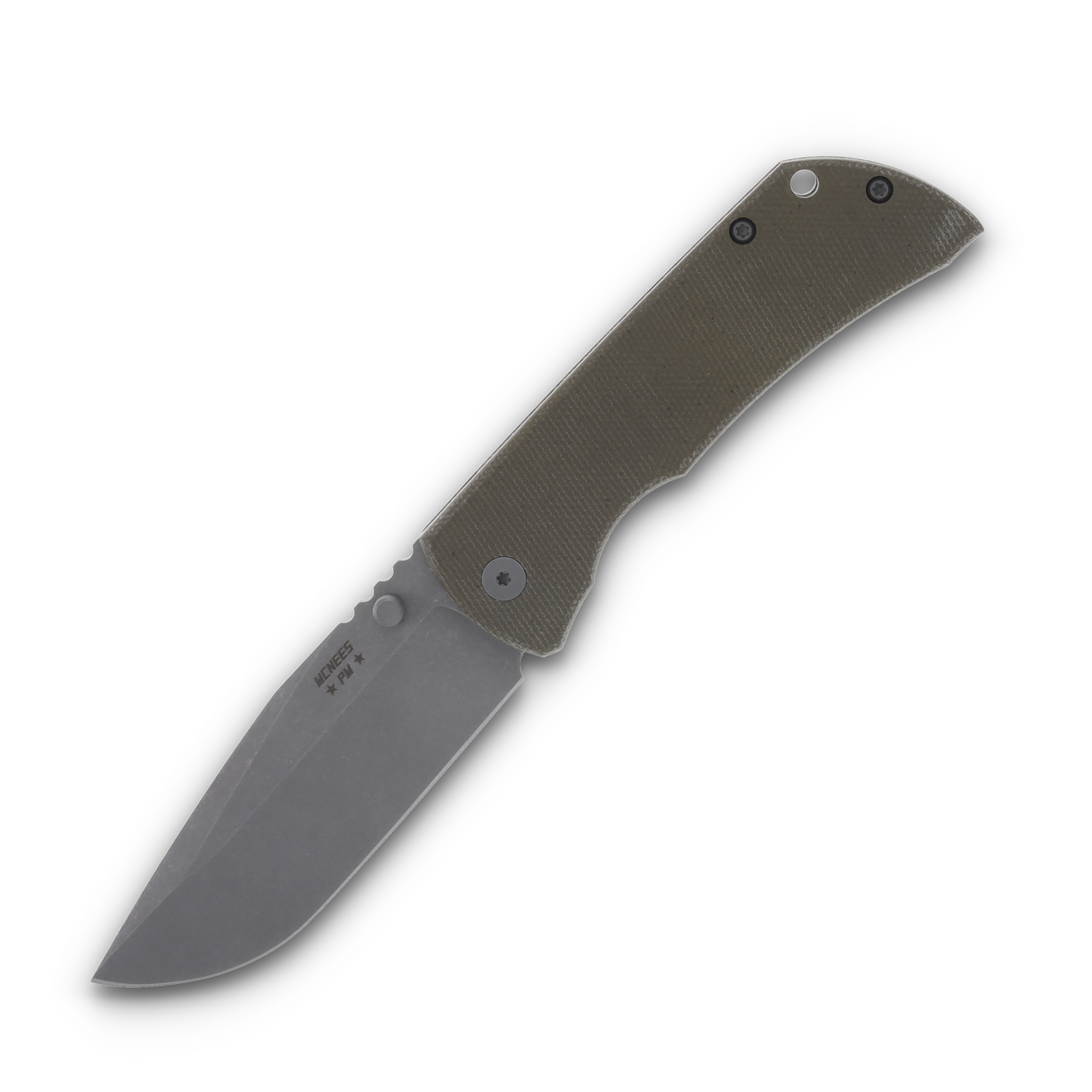 McNees Custom Knives MAC2 Folding Knife 3.5 Atomic Green Micarta MCNPMMAC235GFAGM View 1