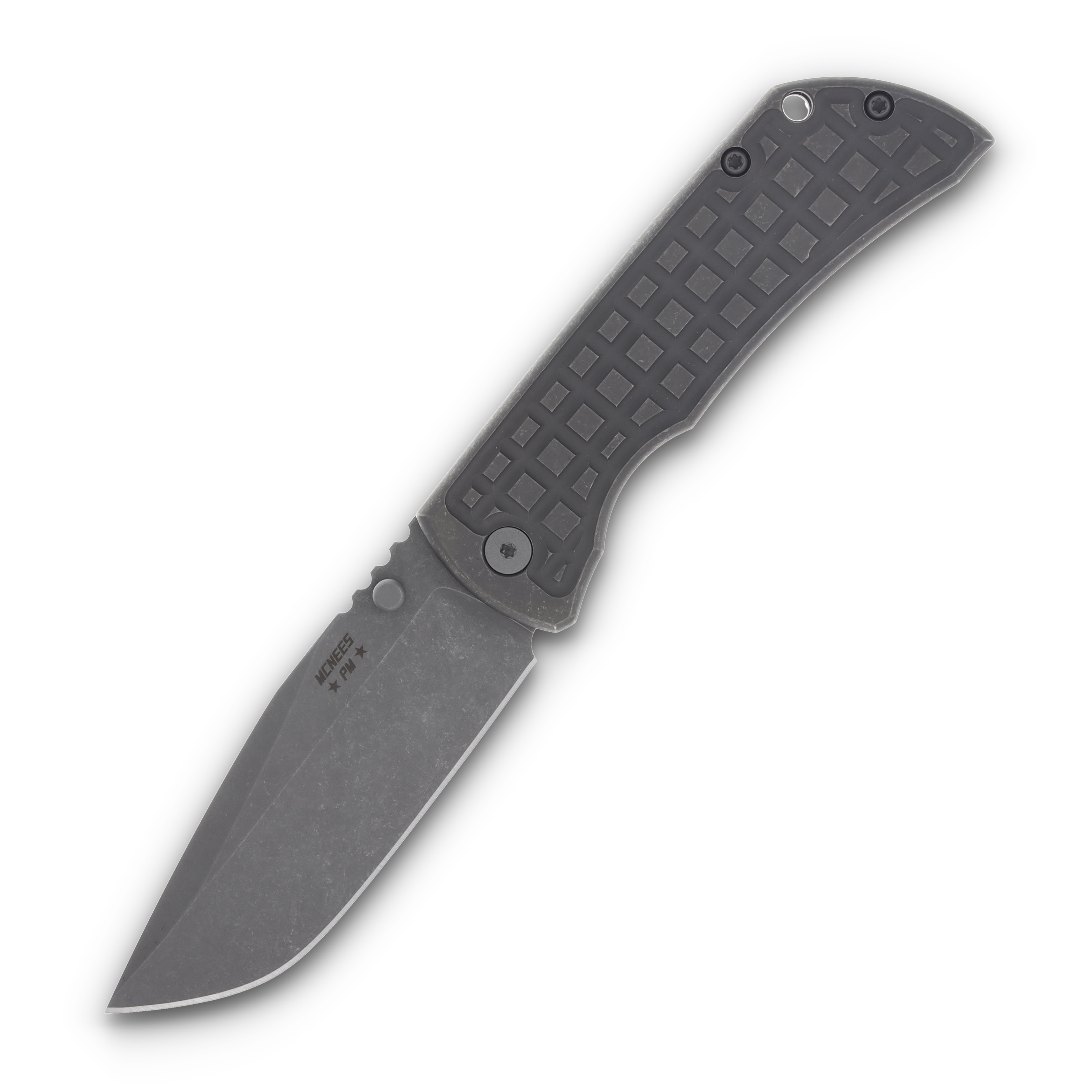 McNees Custom Knives MAC2 Folding Knife 3.5 Atomic Frag Titanium MCNPMMAC235GFAFG View 1