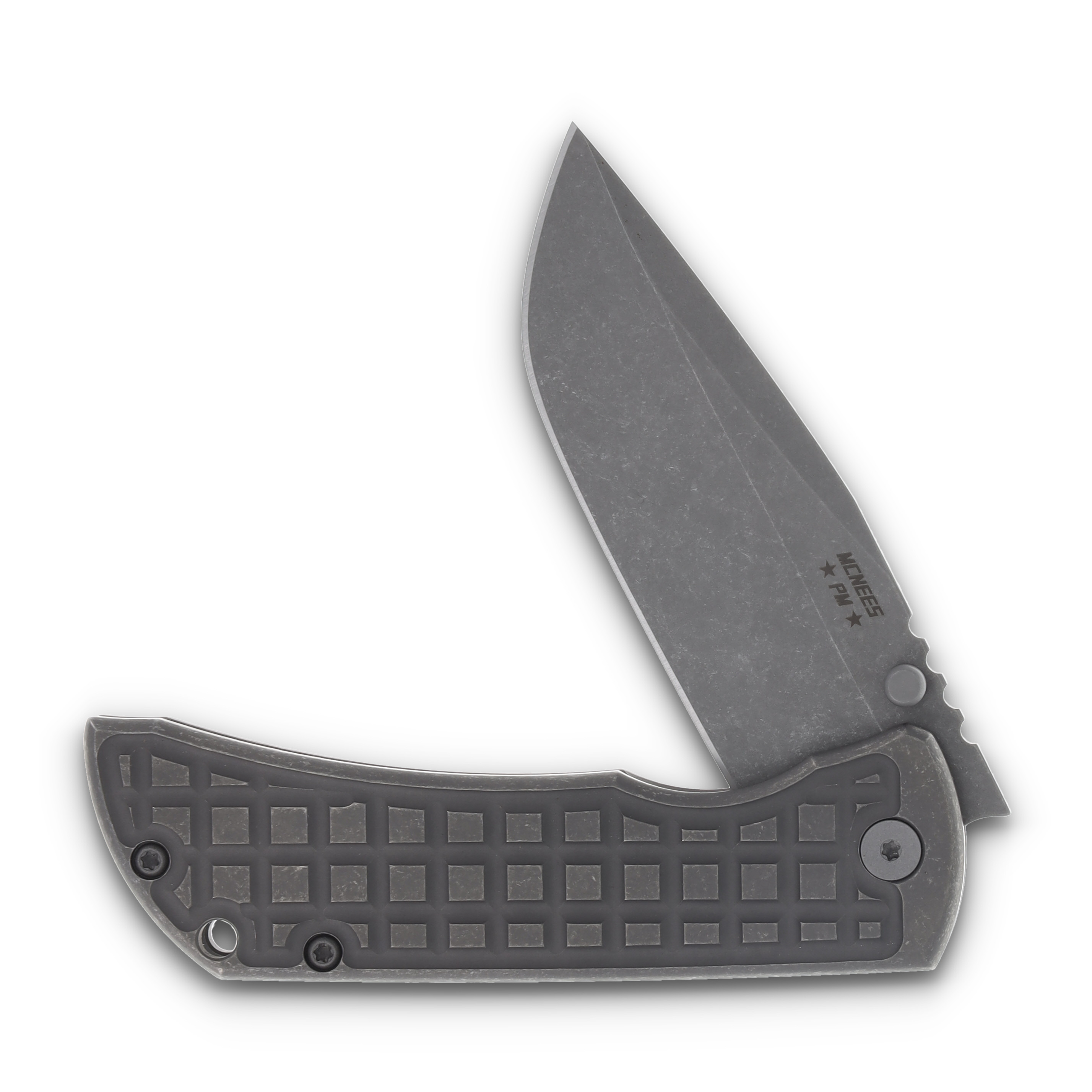 McNees Custom Knives MAC2 Folding Knife 3.5 Atomic Frag Titanium MCNPMMAC235GFAFG View 3
