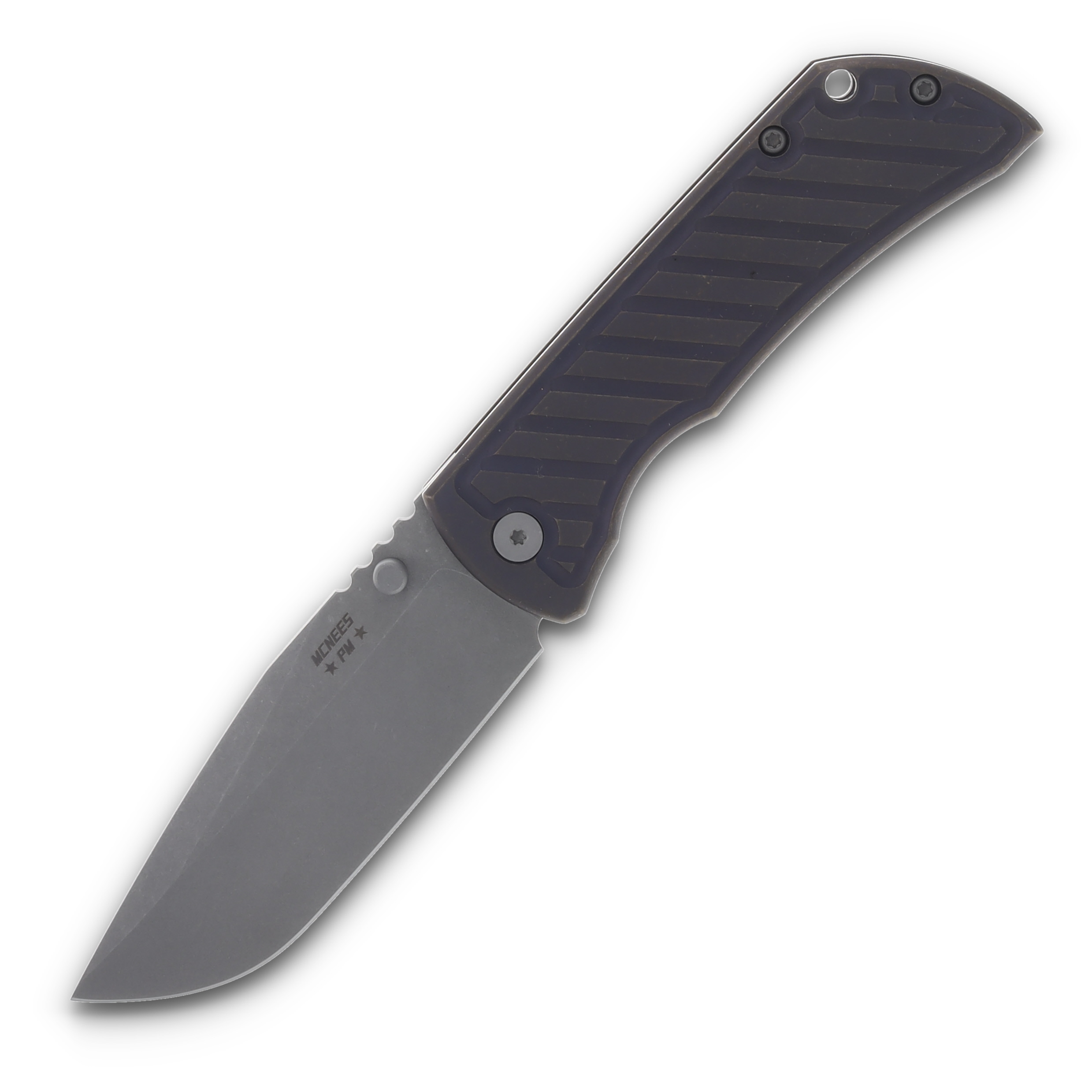 McNees Custom Knives MAC2 Folding Knife 3.5 Atomic Purple Bronze Fastback MCNPMMAC235GFAPRBZFB View 1
