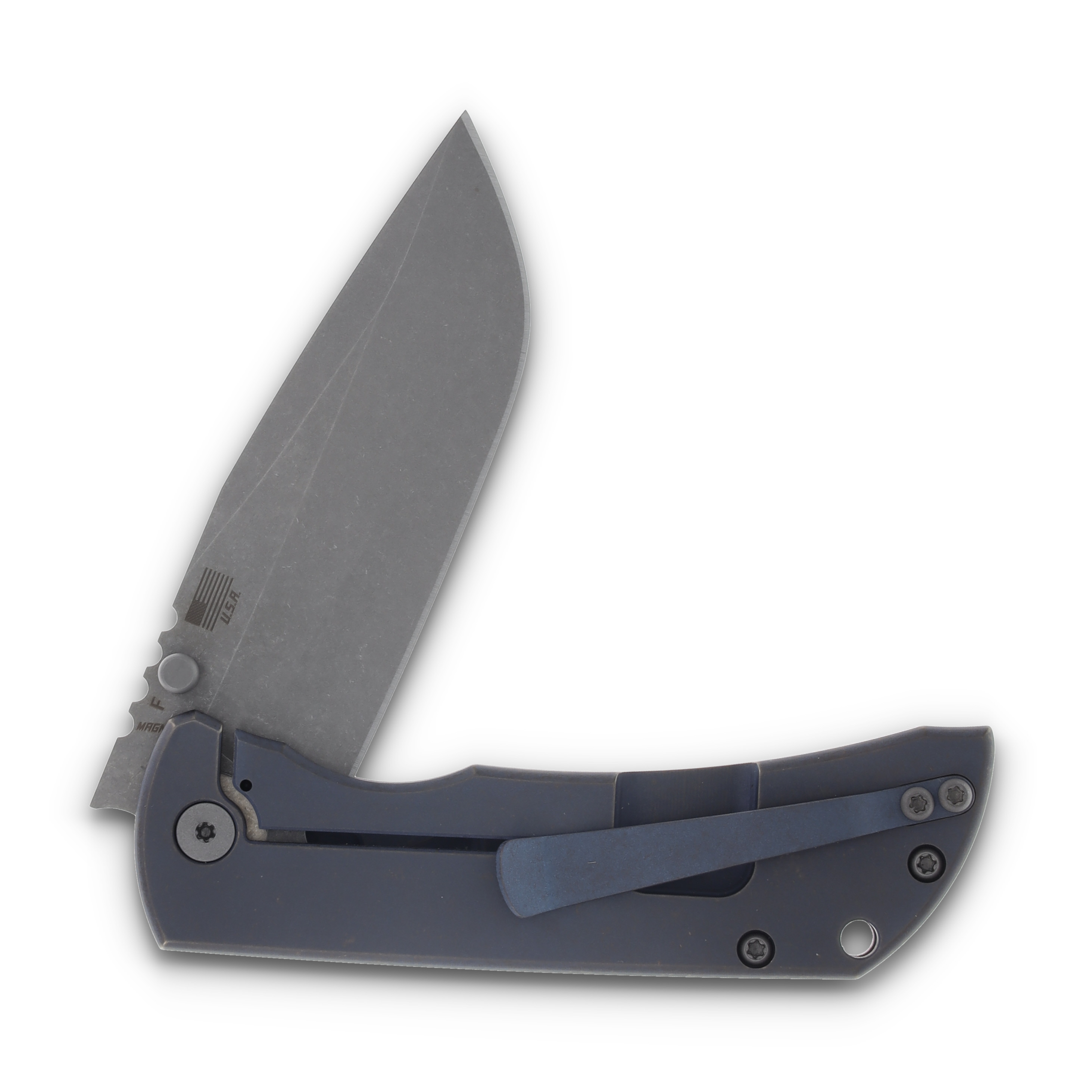 McNee's Custom Knives MAC2 3.5 Atomic Blue Bronze MCNPMMAC235GFABLBZ View 4