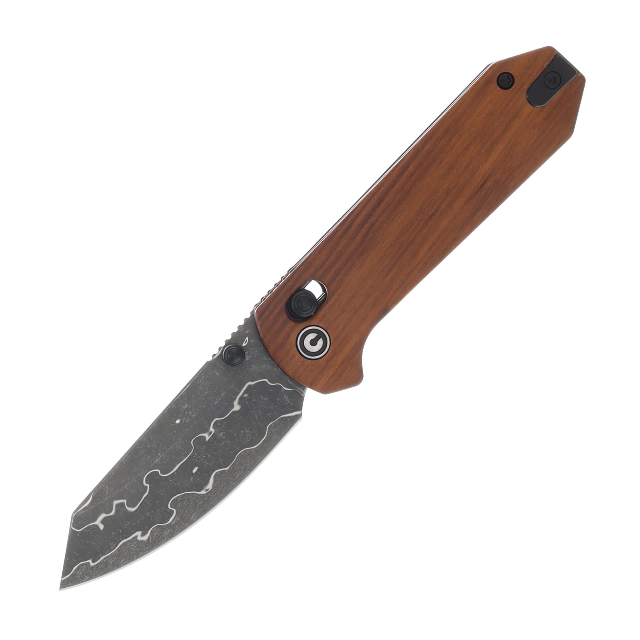 CIVIVI Yonder Folding Knife Guibourtia Wood 2.88in Plain Damascus Spey C23073B-DS1 View 1