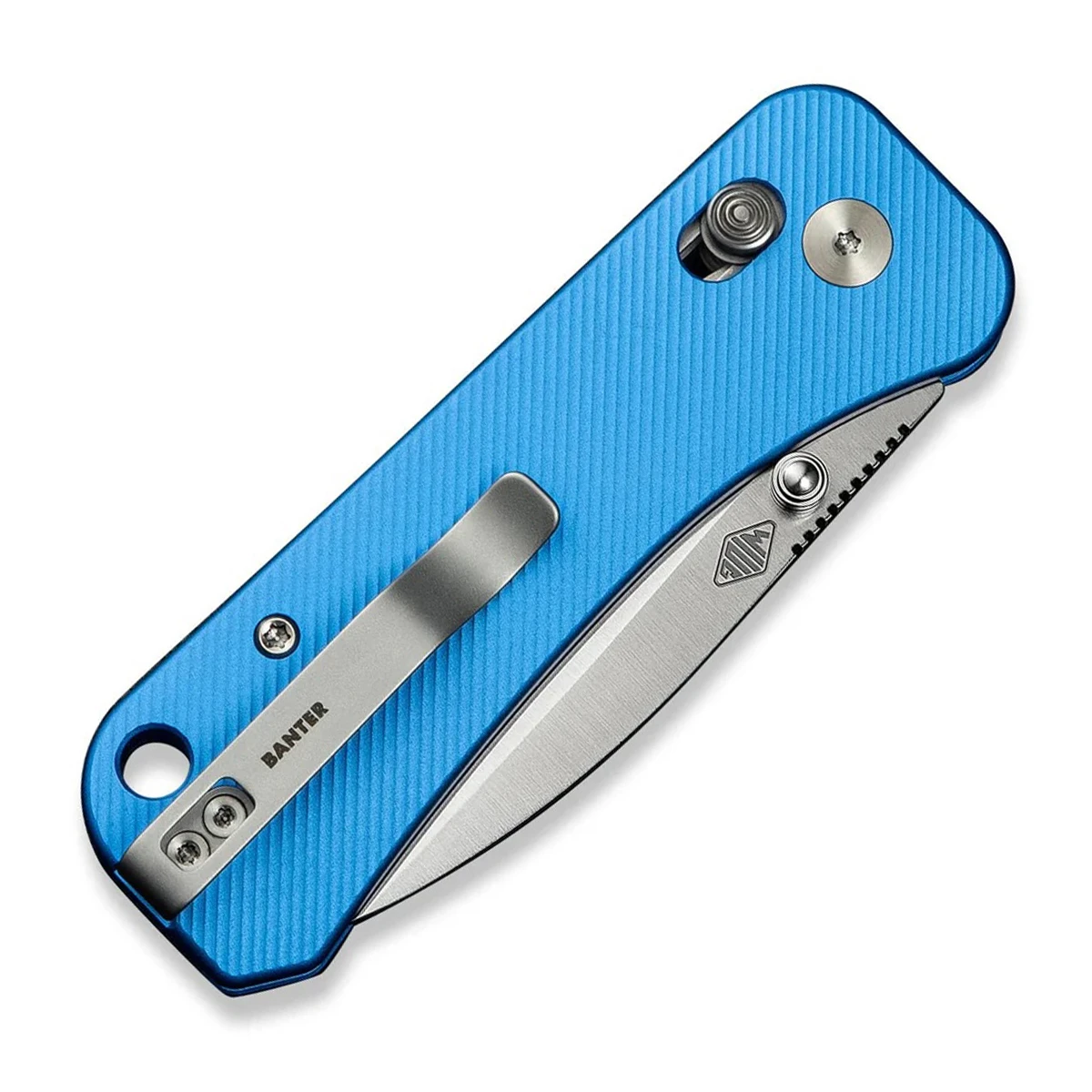 We Knife Co Banter 2 Folding Knife 2.87in Plain Blue Aluminum WE23075-1 View 2