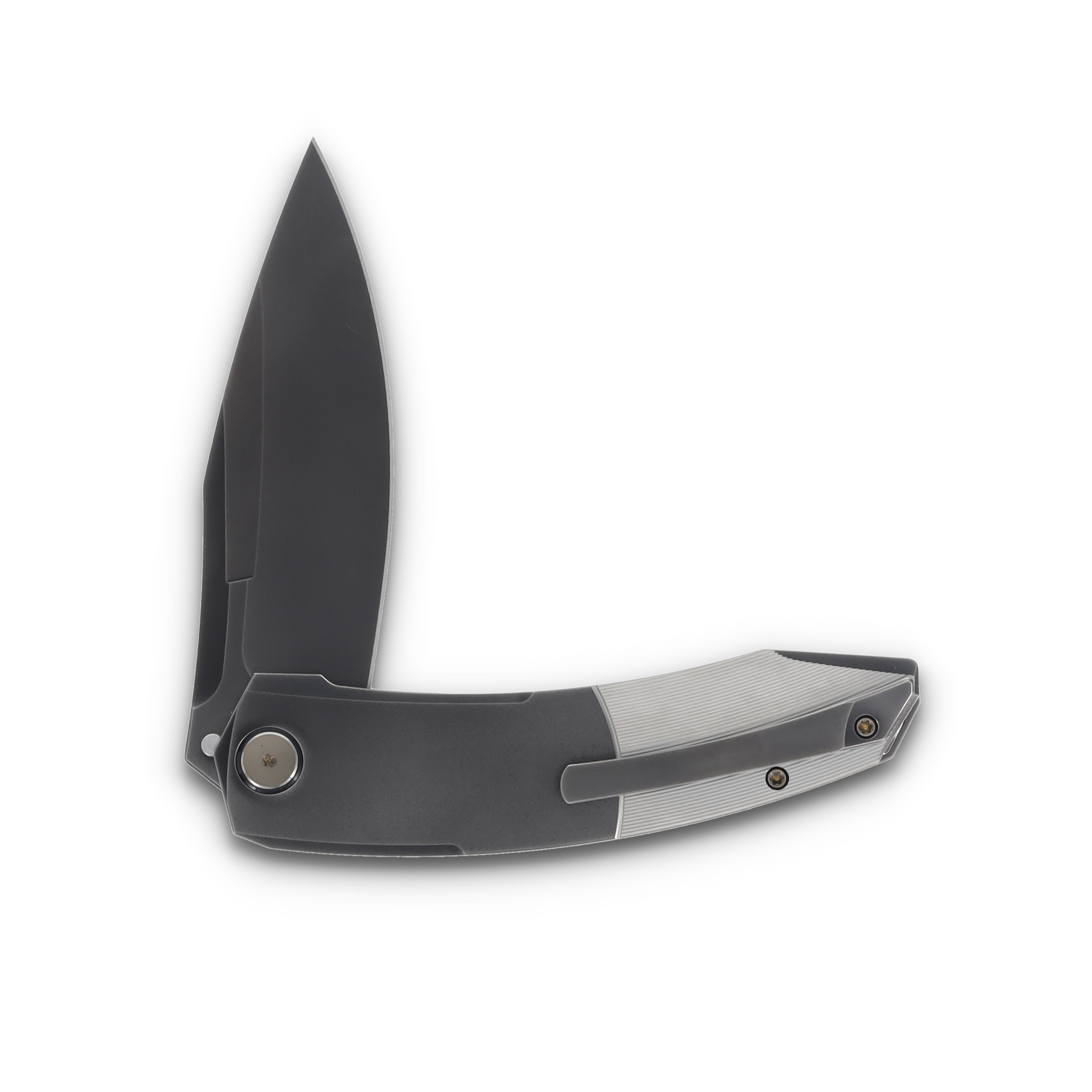 We Knife Co Sine Wave Folding Knife 3.98in Plain Polished Grey Titanium WE23069B-3 View 4