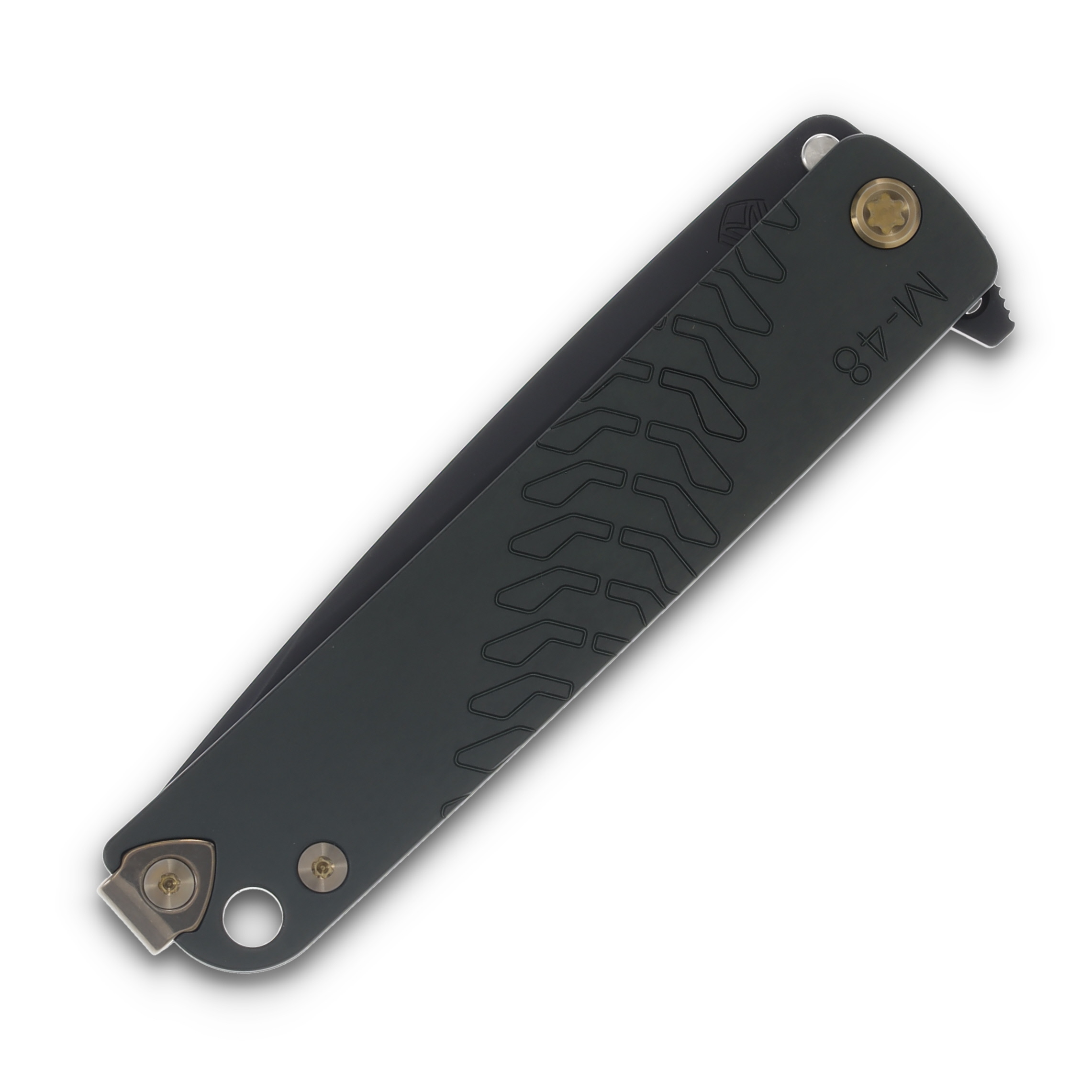 Medford M-48 Folding Knife DLC S45VN/Green Handles/Bronze Hardware MK2124PQ-40PV-T1C1-Q4 View 3