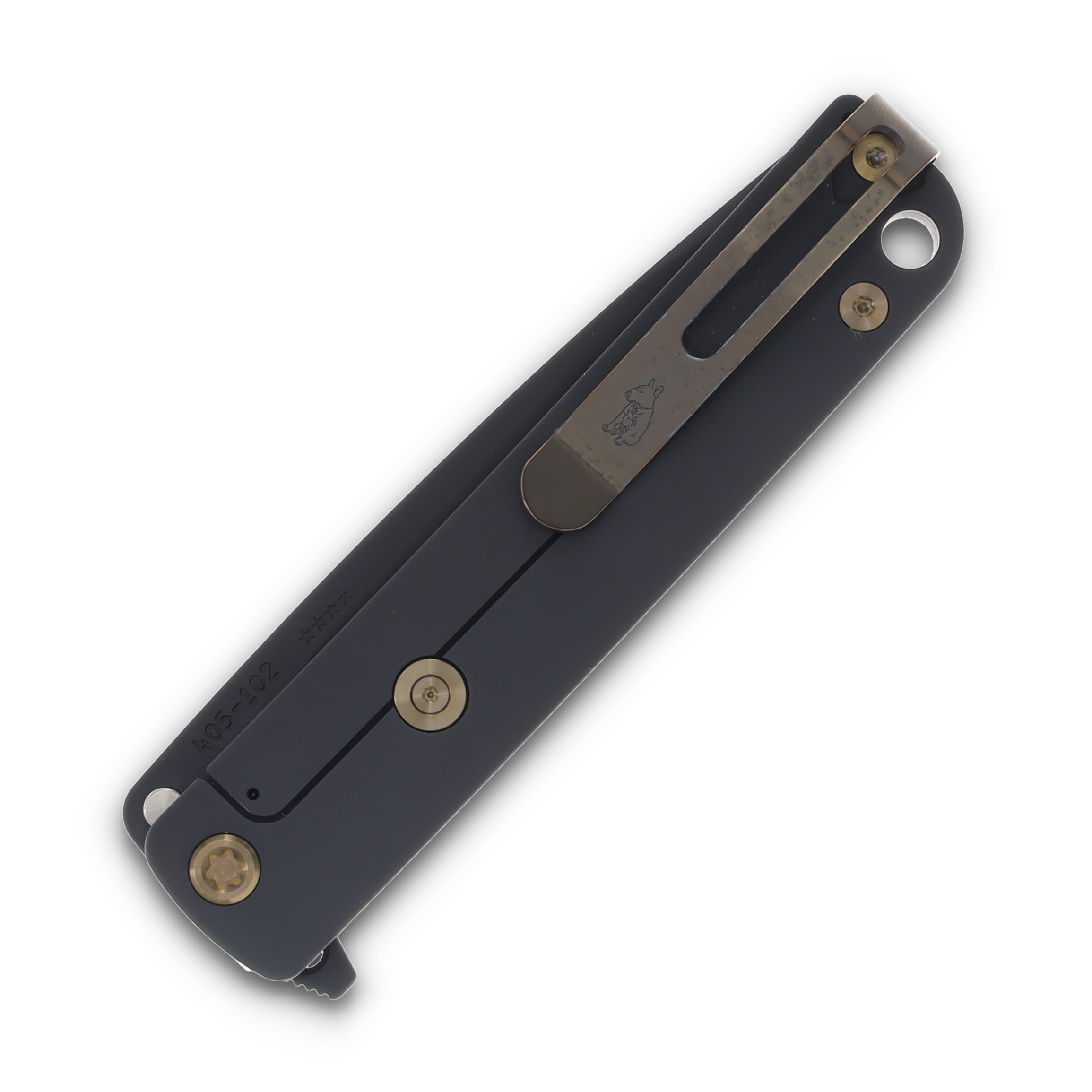 Medford M-48 Folding Knife DLC S45VN/Red Handles/Bronze Hardware MK2124PQ-41PV-T1C1-Q4 View 4