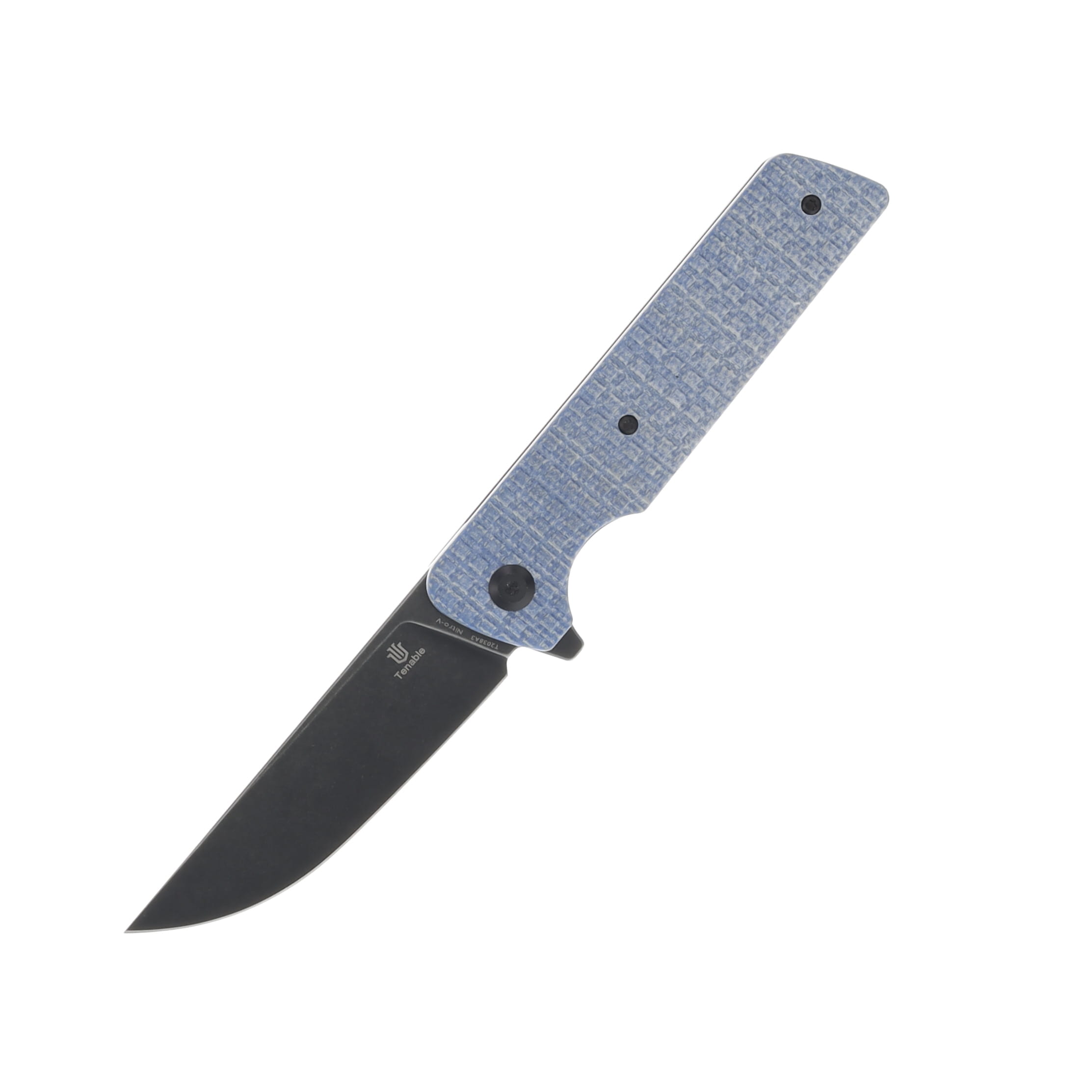 Tenable Anomaly Folding Knife Blue 3.14in Plain Blackwash Drop Point T2038A3 View 1