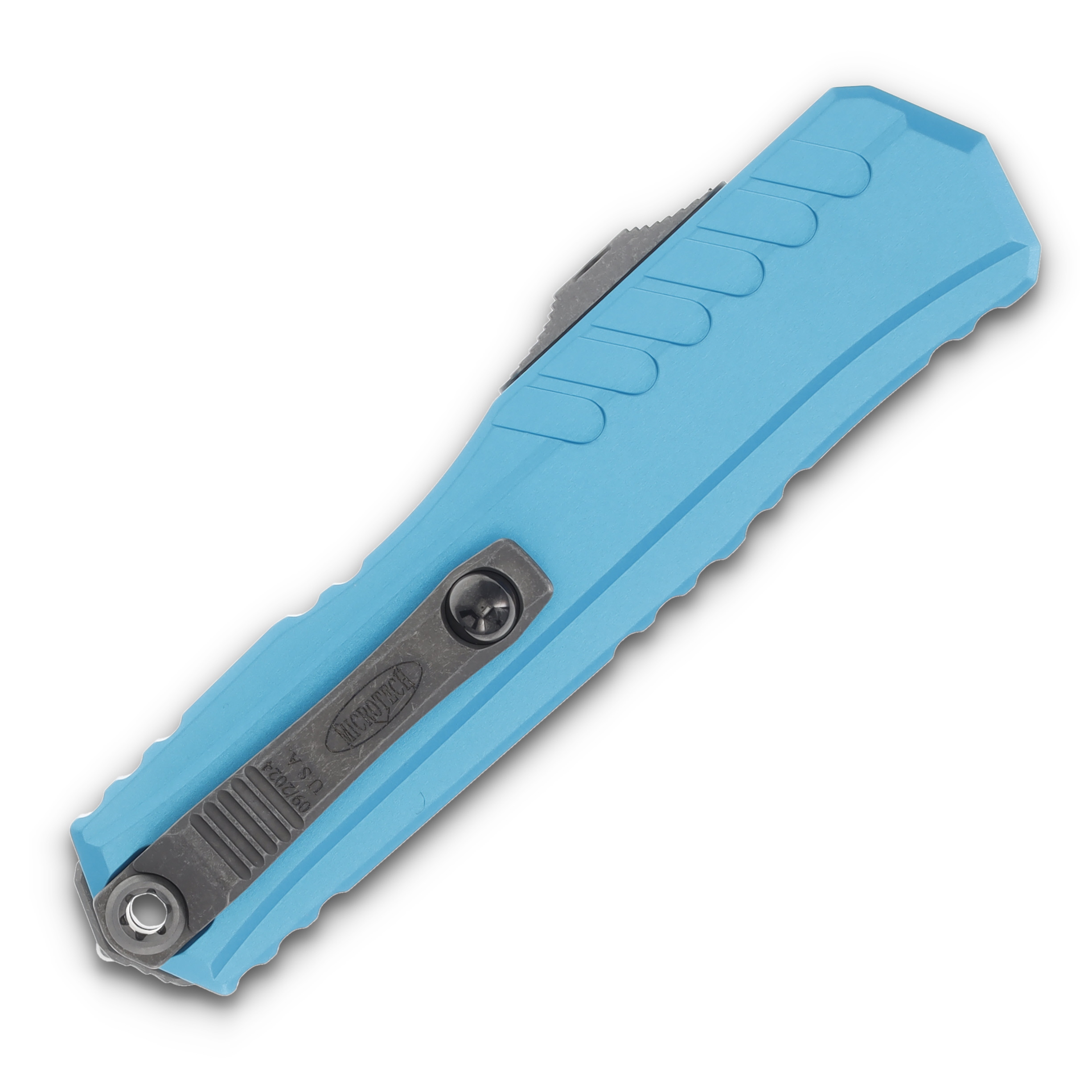 Microtech Cypher II OTF Auto Turquoise 3.5in Apocalyptic Double Edge Dagger AUMT124210APTQ View 2
