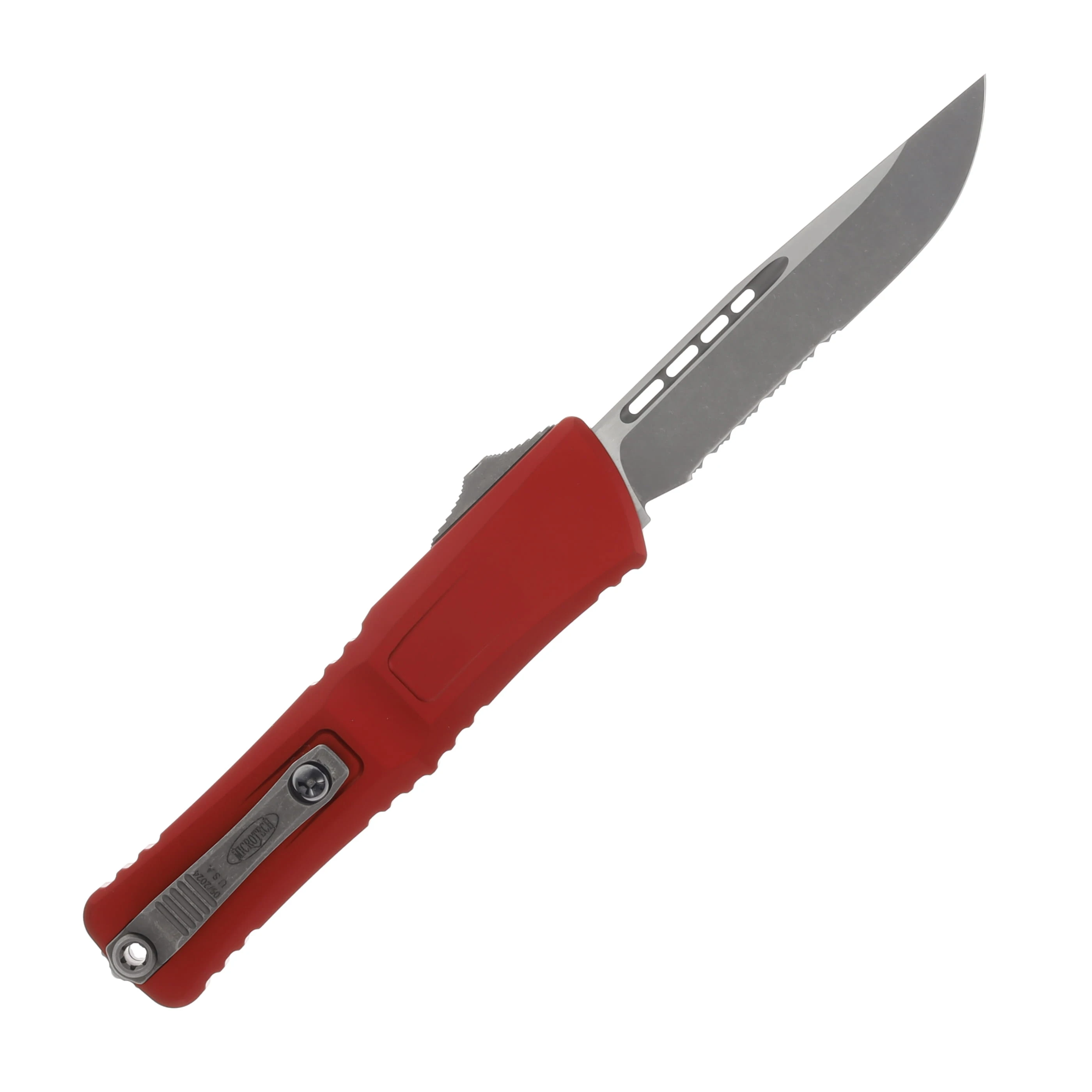 Microtech Combat Troodon SE Gen III Red Apocalyptic Partial Serrated AUMT114311APRD View 2