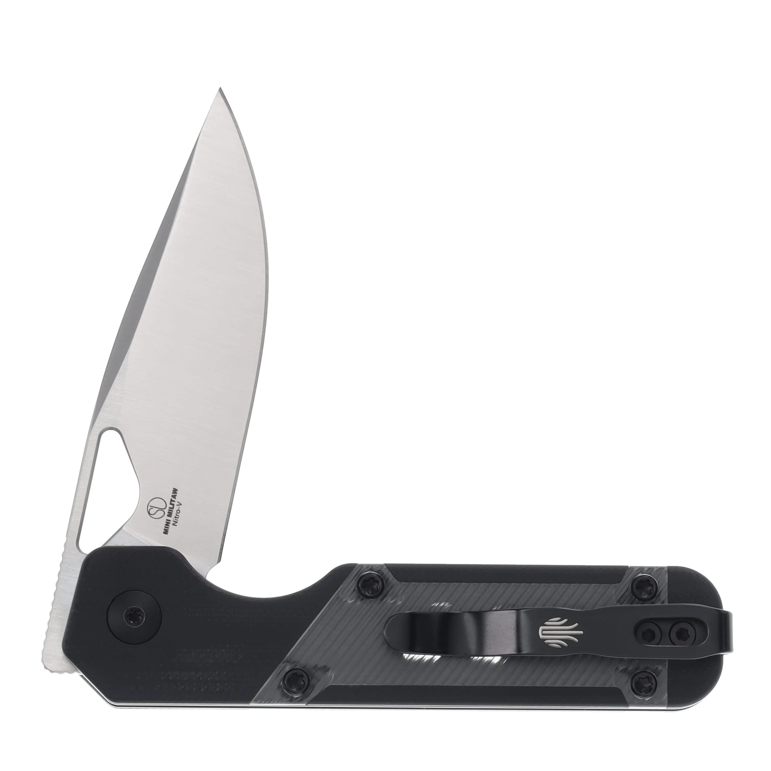 Kizer Mini Militaw Gray Over Black 2.82 Inch Plain Satin Drop Point V3634SA3 View 4