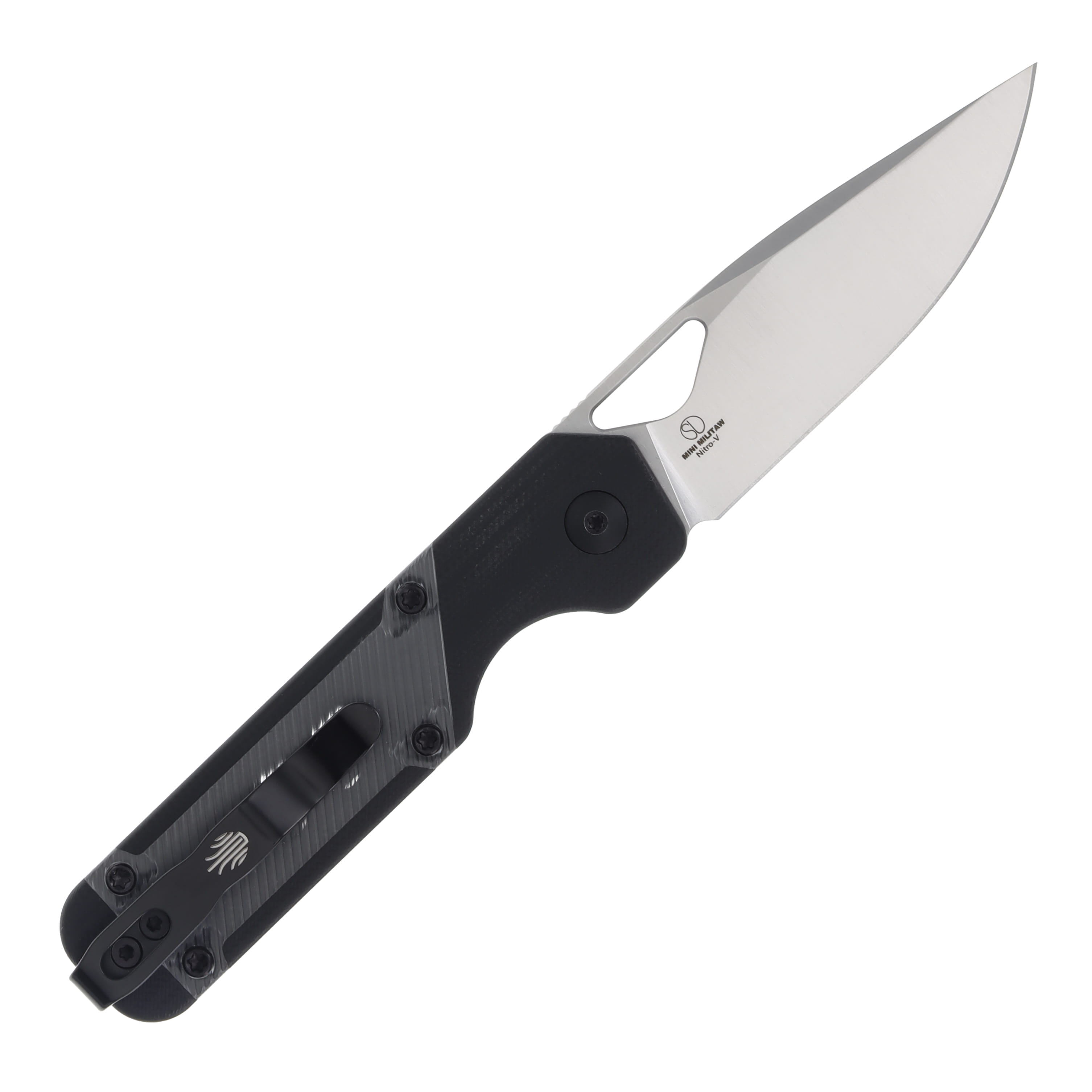Kizer Mini Militaw Gray Over Black 2.82 Inch Plain Satin Drop Point V3634SA3 View 2