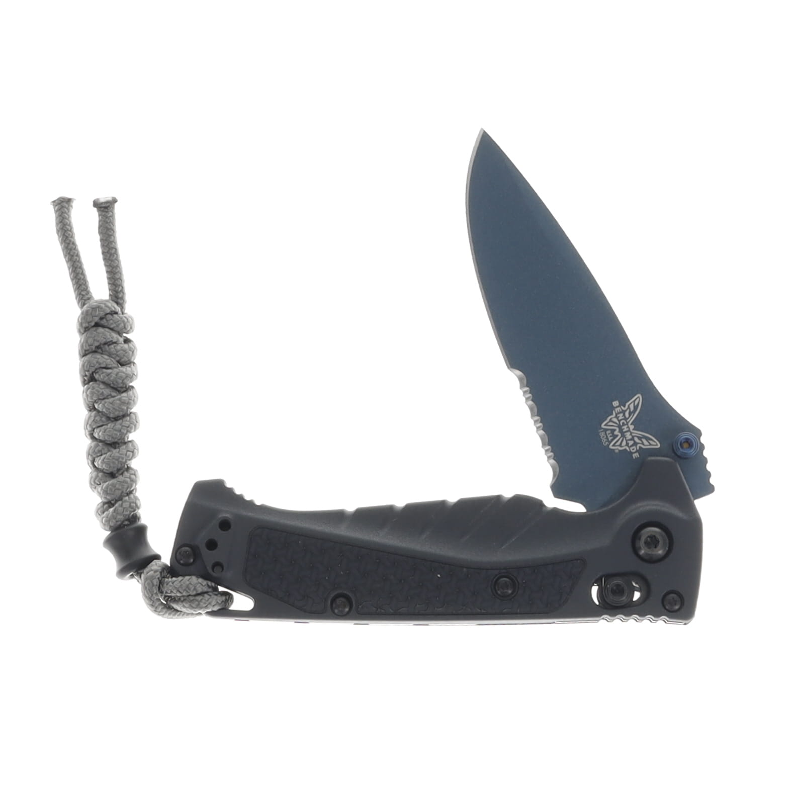 Benchmade Mini Adira Tempest Gray 3.21in Part Serr Blue Drop Point BM18065SBT-01 View 3