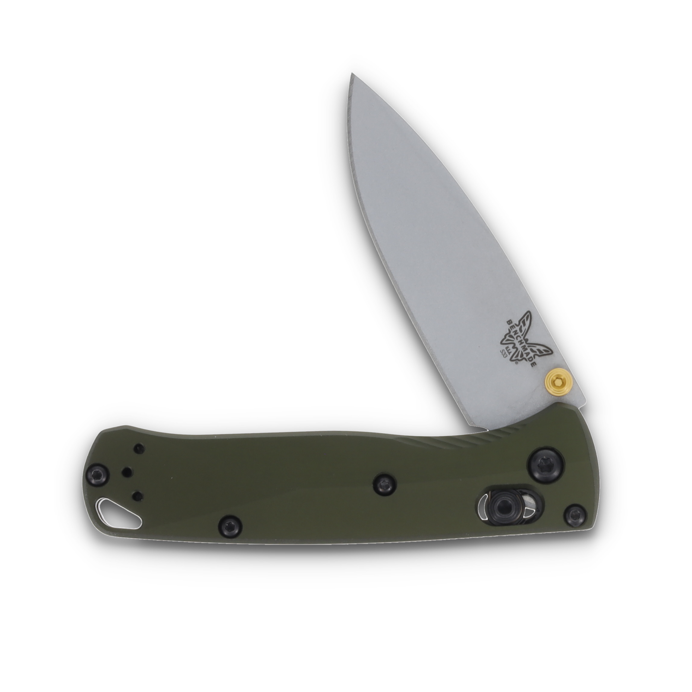 Benchmade Mini Bugout Axis Lock CPM S90V Drop Point Woodland Green Aluminum Handle BM533SL-10 View 3