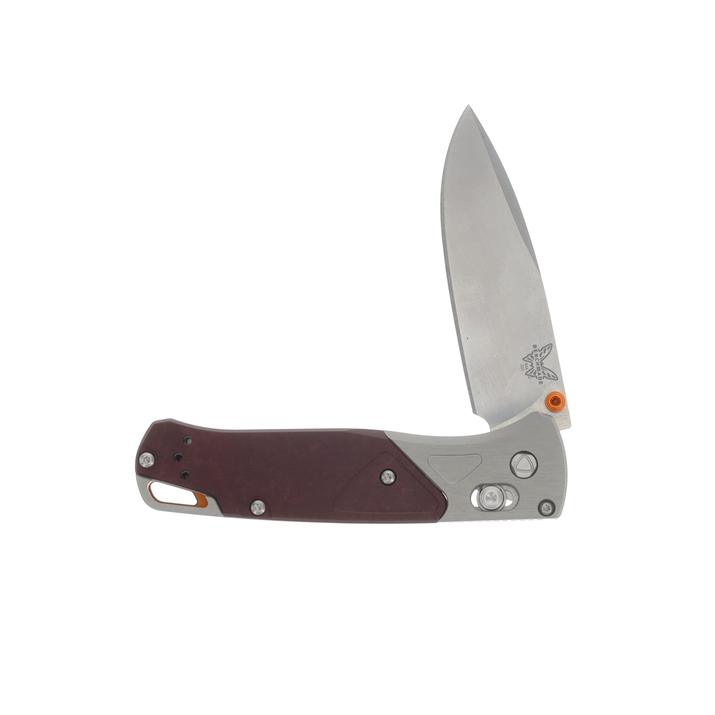 Benchmade Bugout Axis Lock CPM S90V Drop Point Ash Gray Aluminum Redstone Richlite Onlay Handle BM535-09 View 2