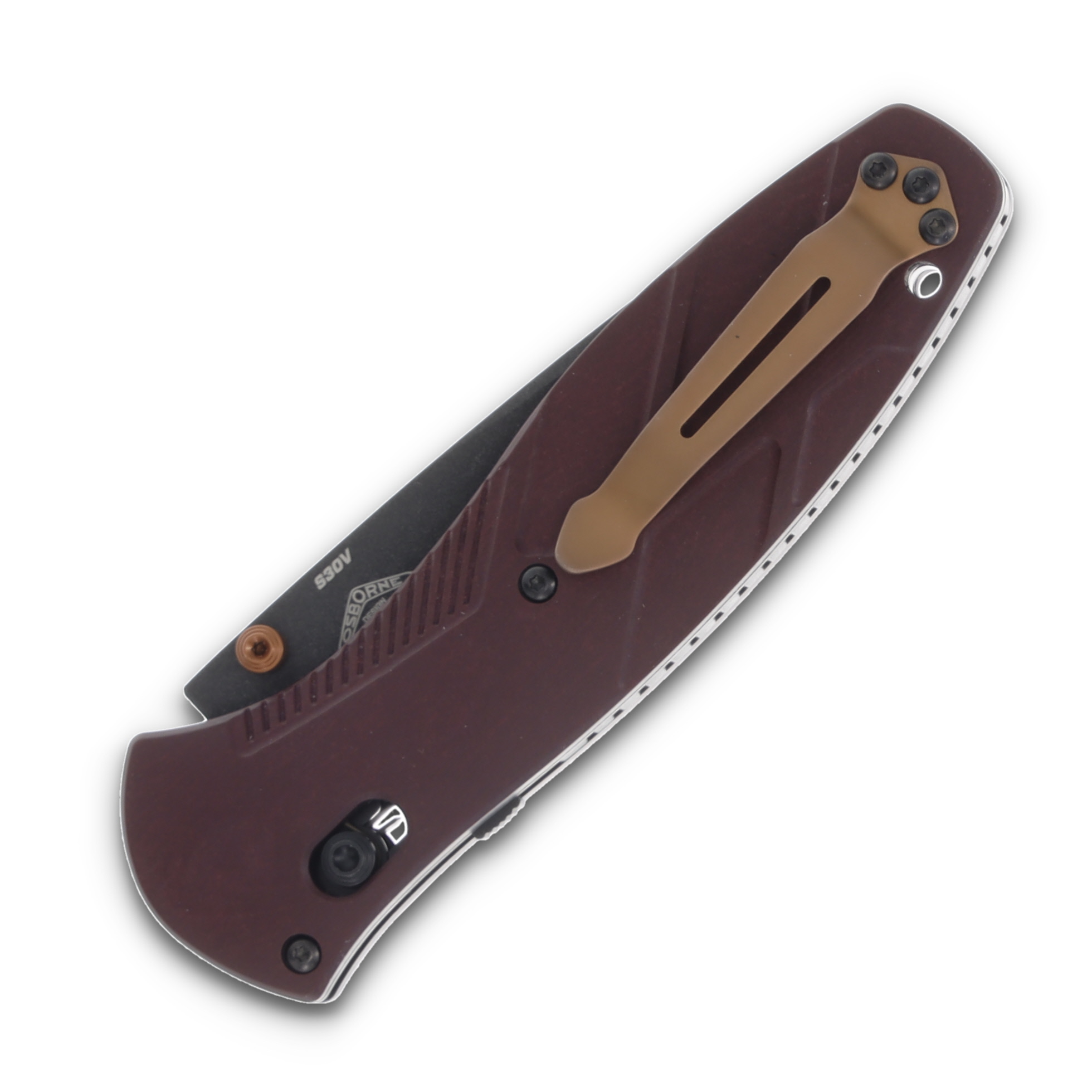 Benchmade Osborne Barrage AXIS Assist Redstone Richlite 3.6” Cerakote Drop Pt BM581BK-04 View 4