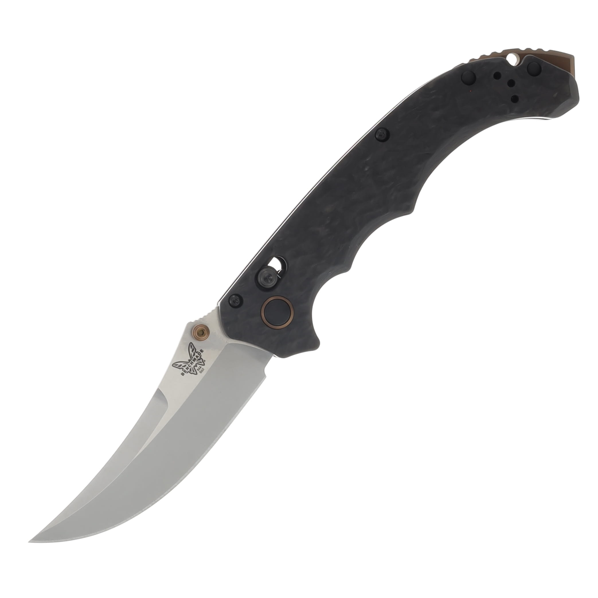 Benchmade Mini Bedlam 3.45 Inch Plain Stonewash Trailing Point BM865-02 View 1