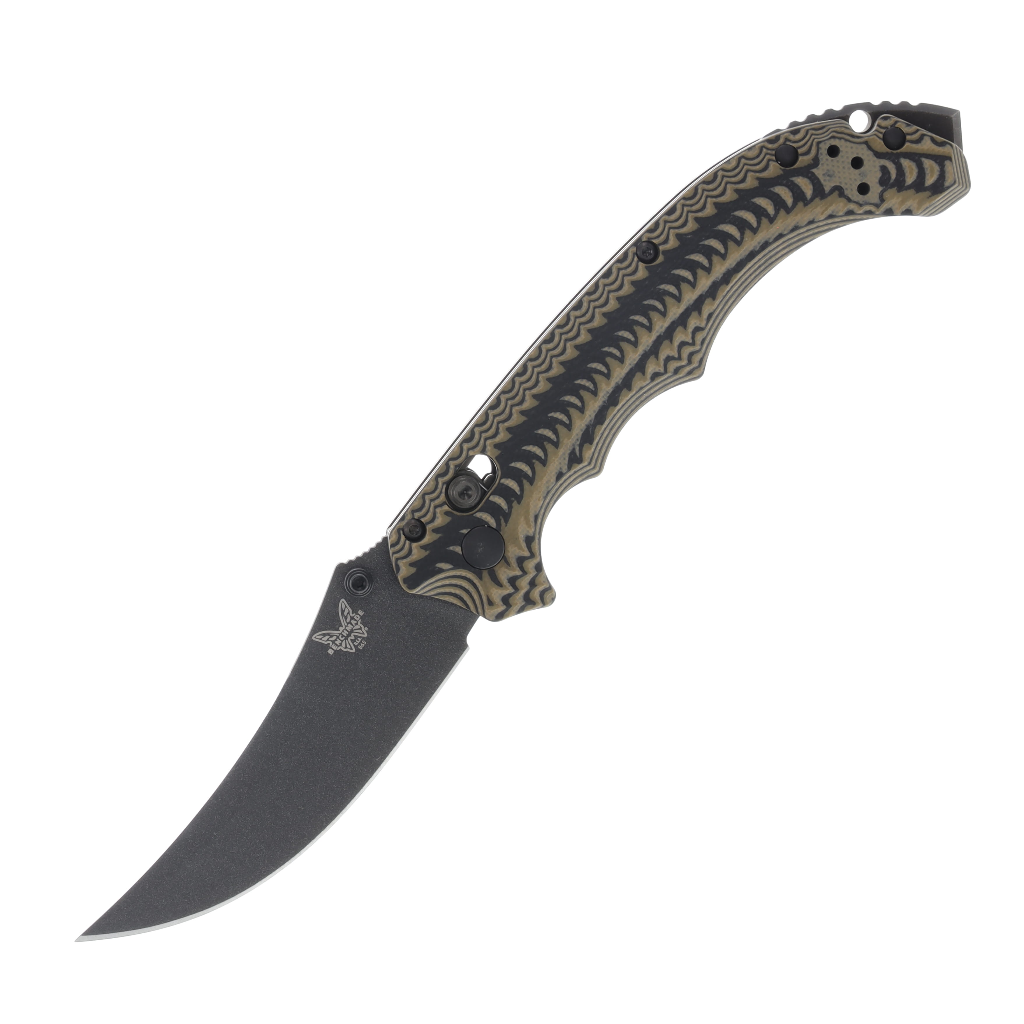 Benchmade Mini Bedlam Coyote 3.45 Inch Plain Black Trailing Point BM865BK-01 View 1