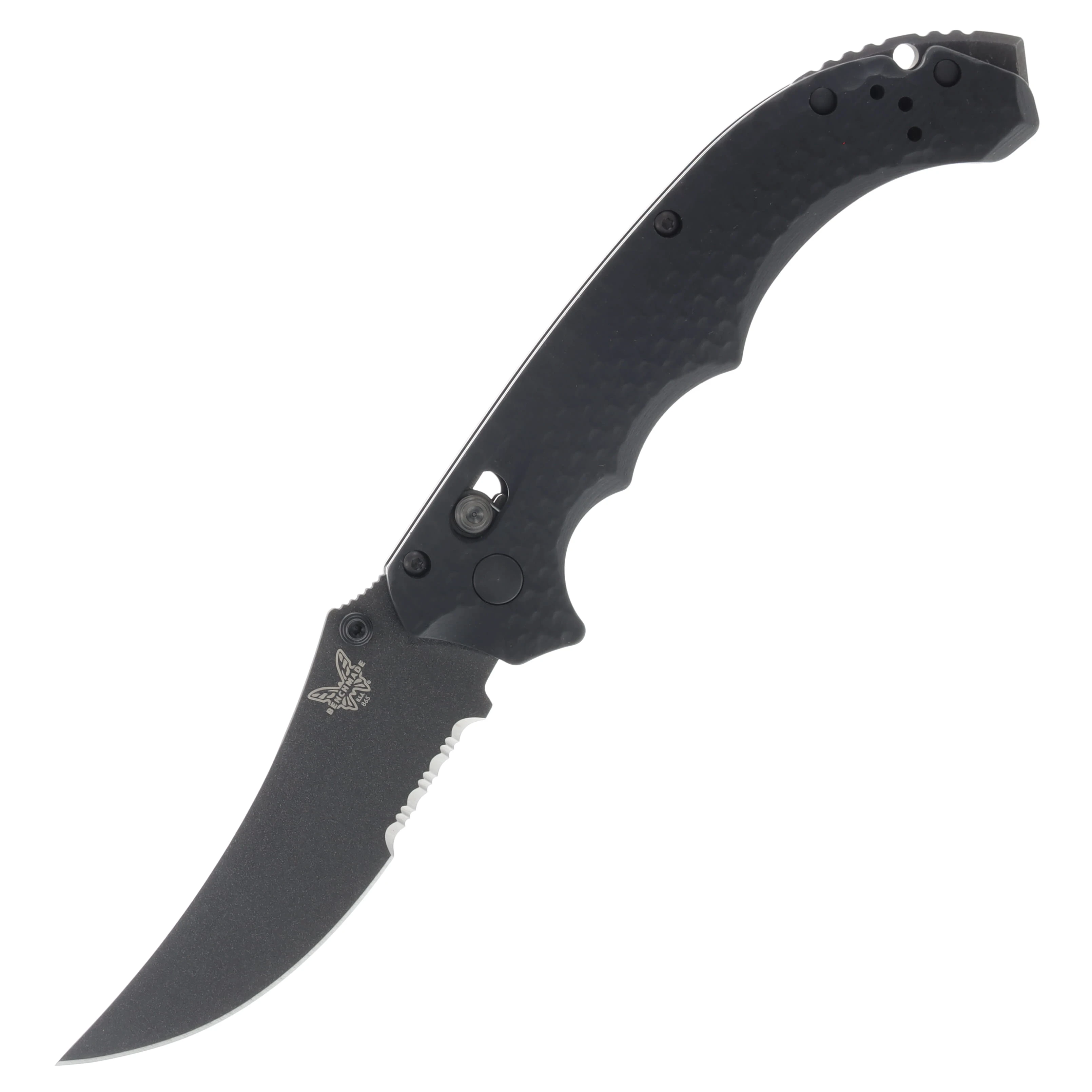 Benchmade Mini Bedlam 3.45in Partially Serrated Black Trailing Point BM865SBK View 1