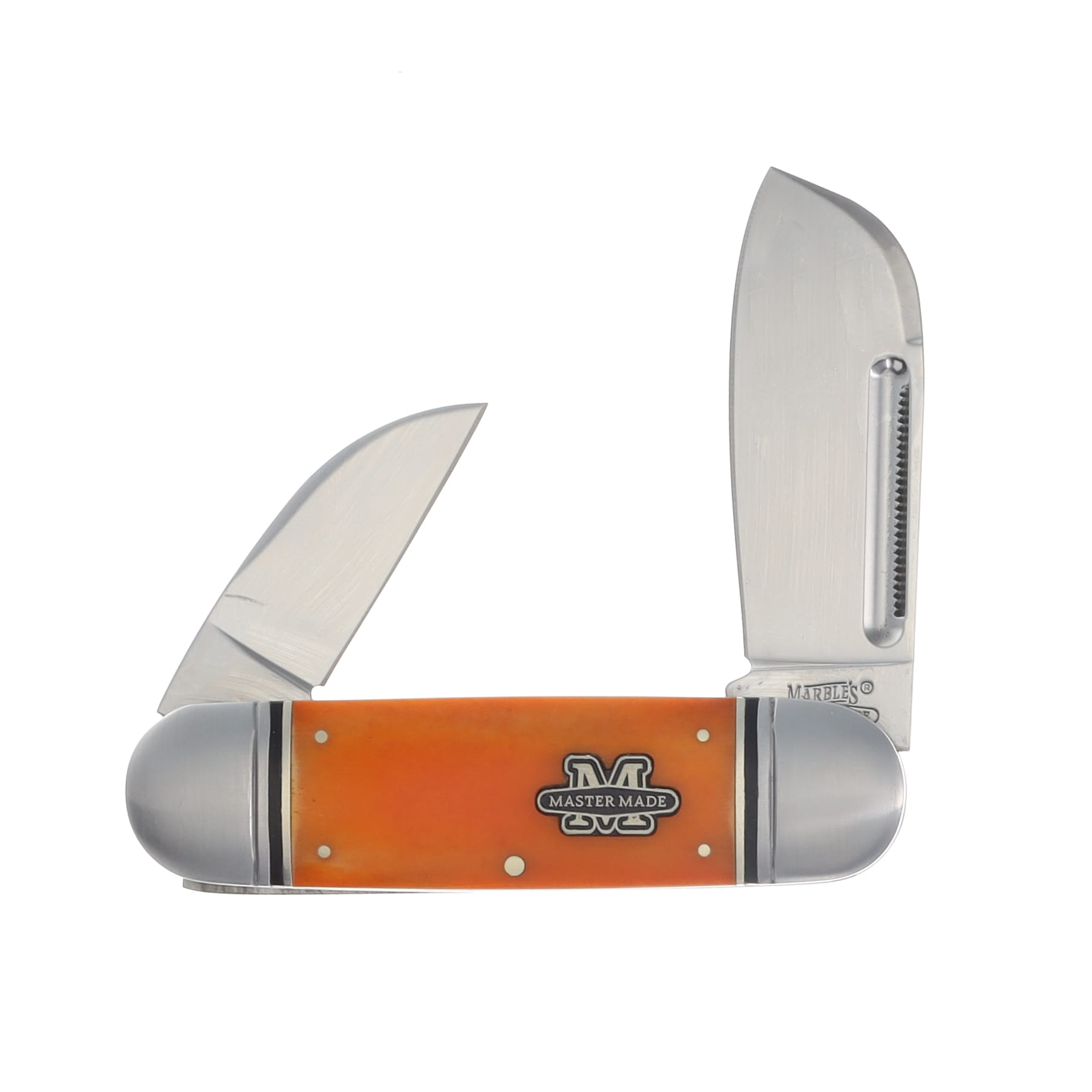 Marbles's Master Made Large Elephant Toenail Folding Knife Smooth Orange Handle MMM001 View 1