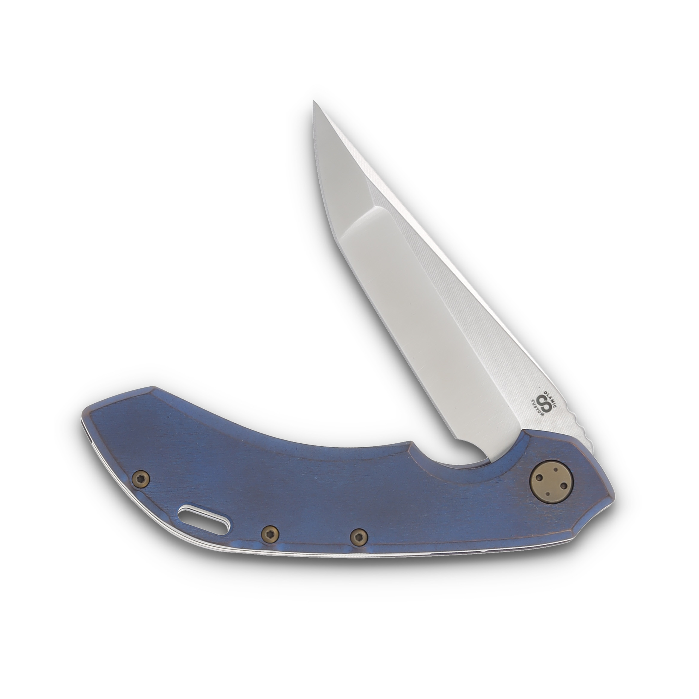 Olamic Wayfarer 247 Folding Knife 139Q Satin S90V Companto Kinetic Ocean Titanium 139Q View 3